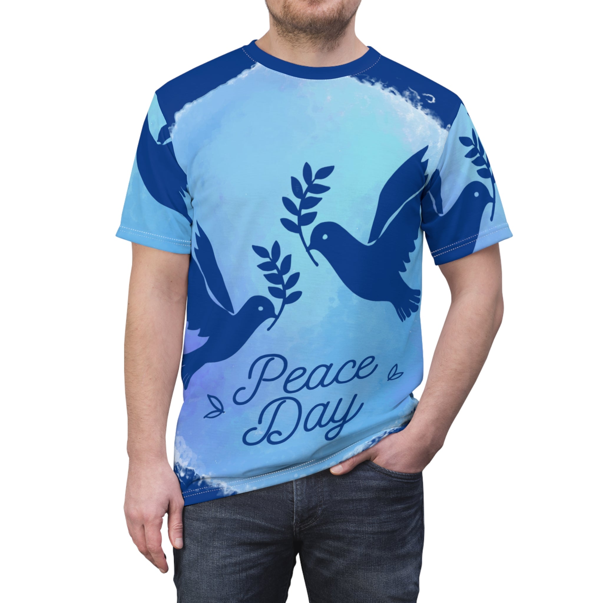 Peace Day All-Over Print Tee with Dove Design