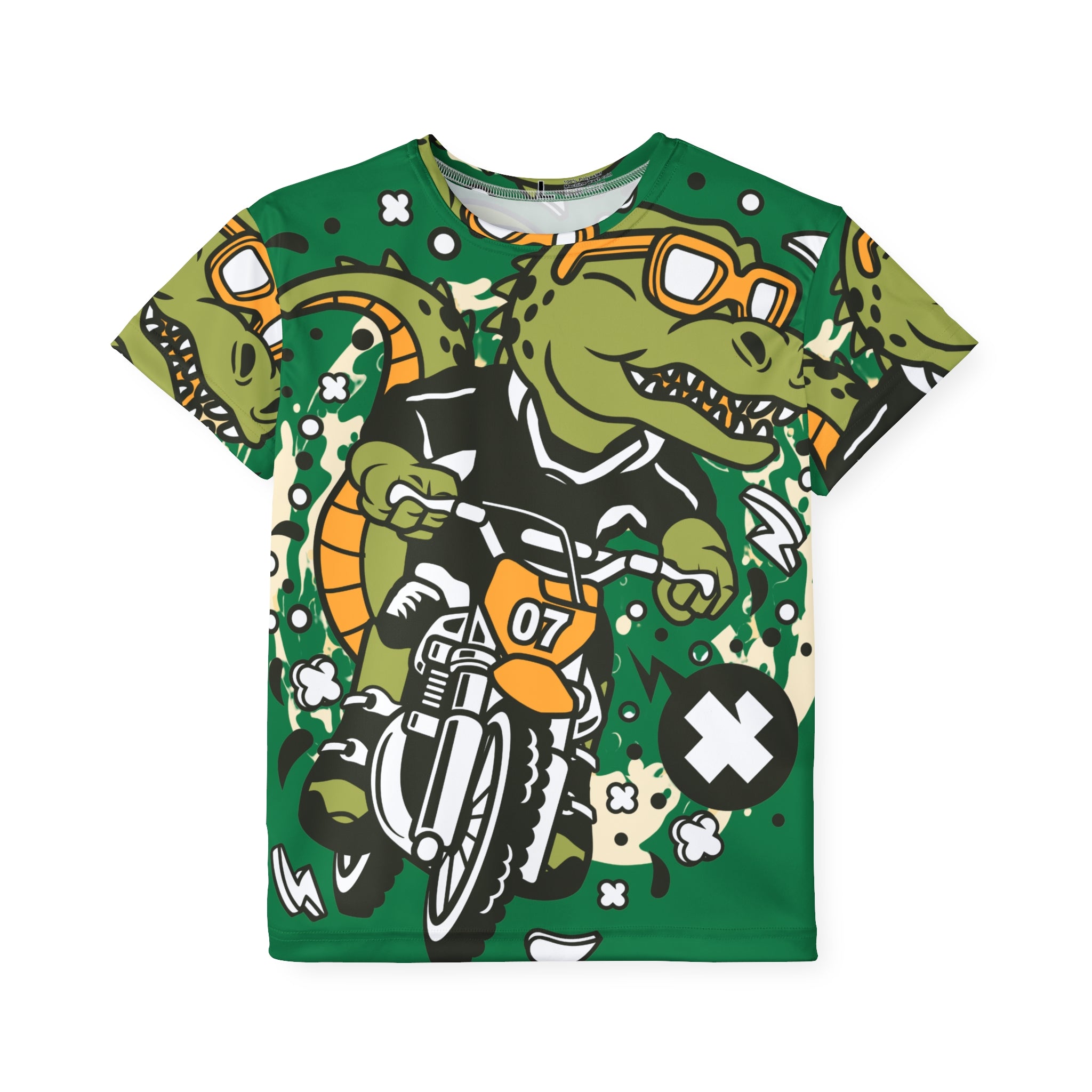 Kids Dirt Bike Jersey — Dino Motocross Graphic Tee