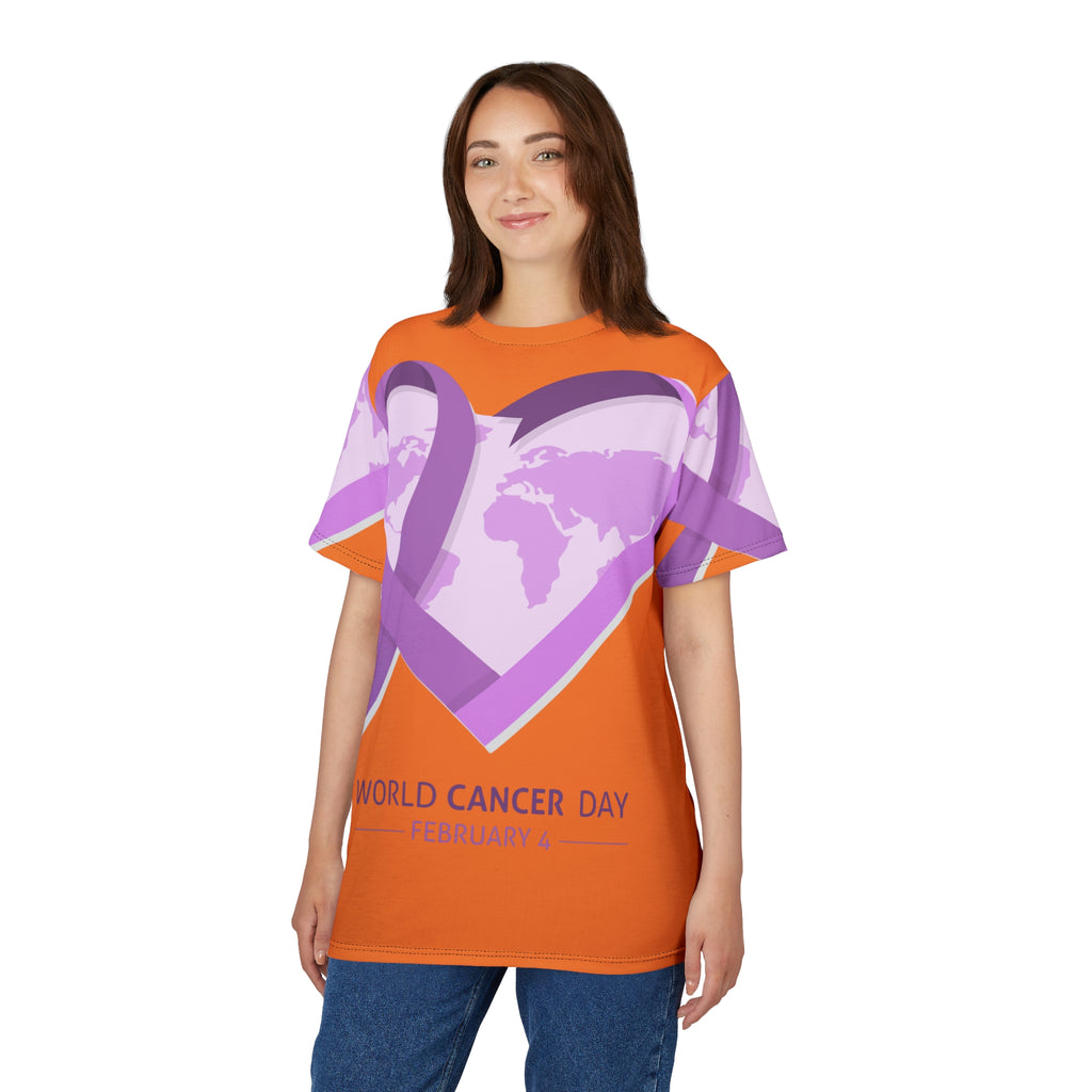 World Cancer Day Tee — February 4 Purple Ribbon Heart Awareness Shirt