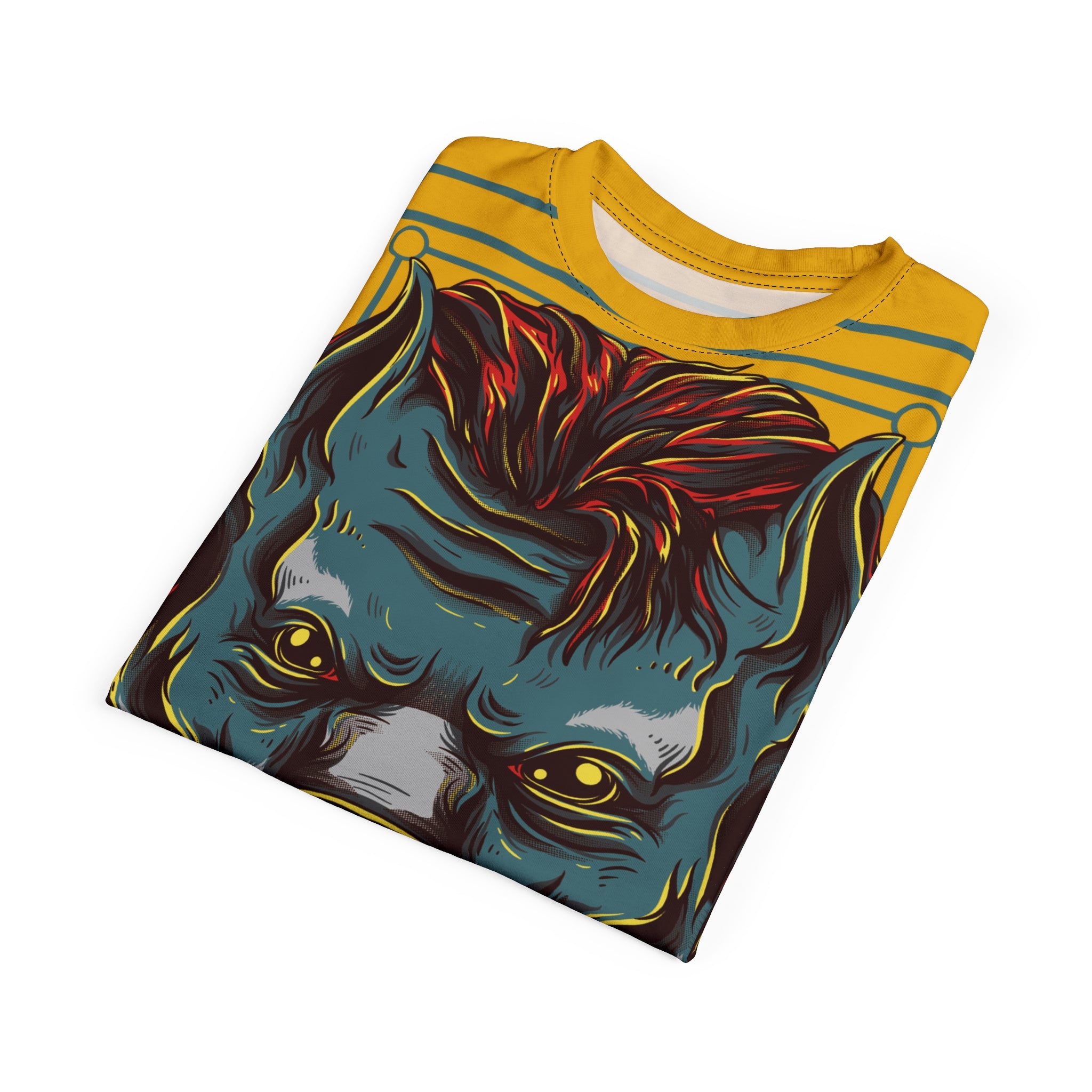 Wild Dog Graphic Tee — Bold All-Over Print Pitbull Design