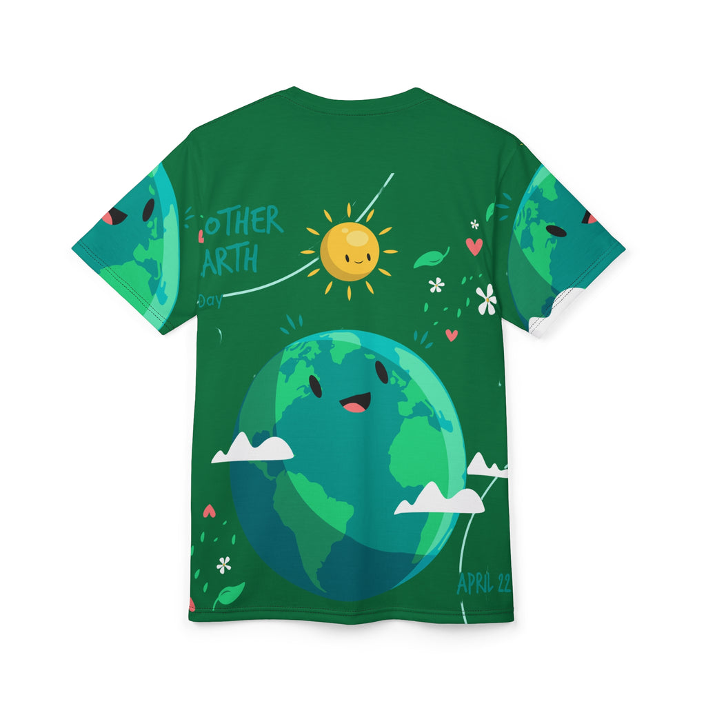 Earth Day Cute Planet T‑Shirt — Smiling Globe All‑Over Print Tee
