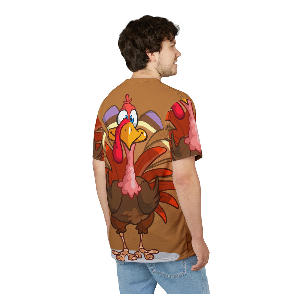 Turkey Cartoon All-Over Print Tee — Funny Thanksgiving Turkey Shirt