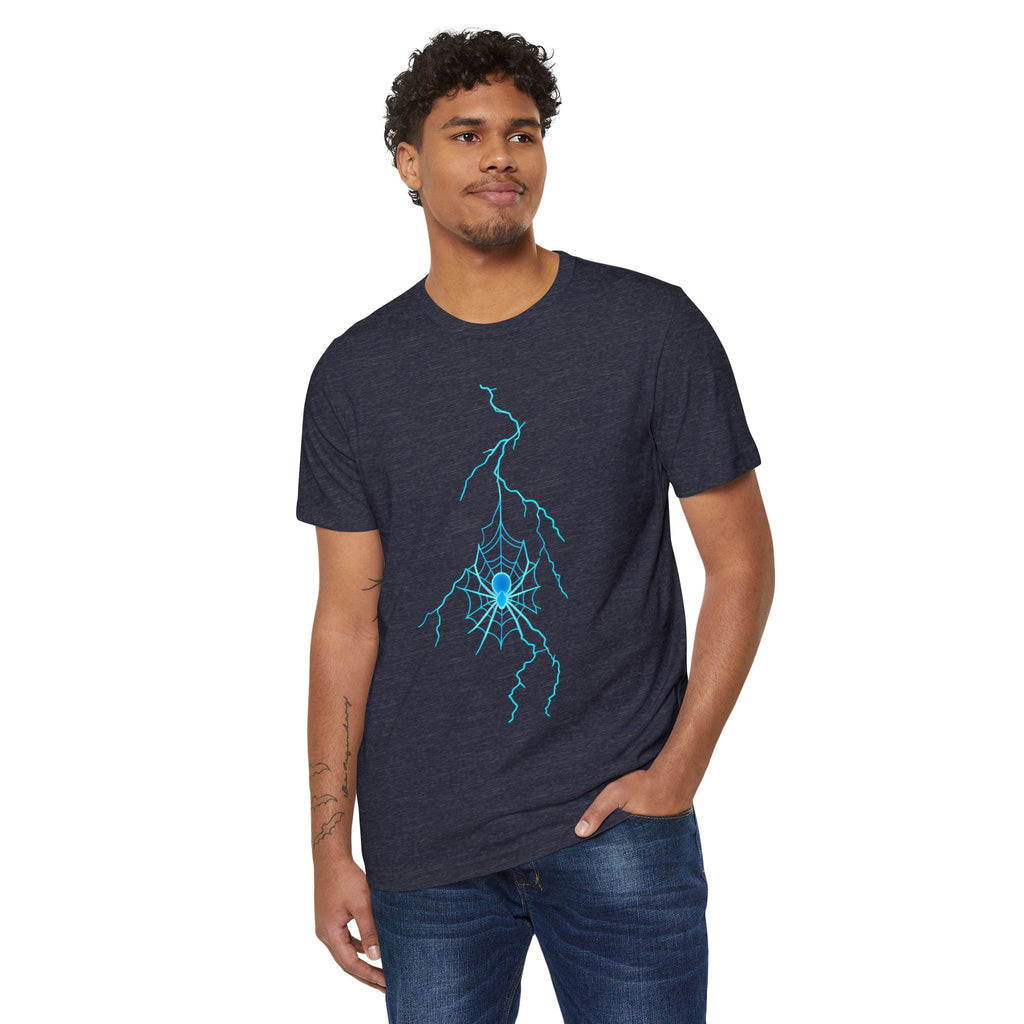 Electric Spiderweb T-Shirt — Neon Lightning Goth Graphic Tee