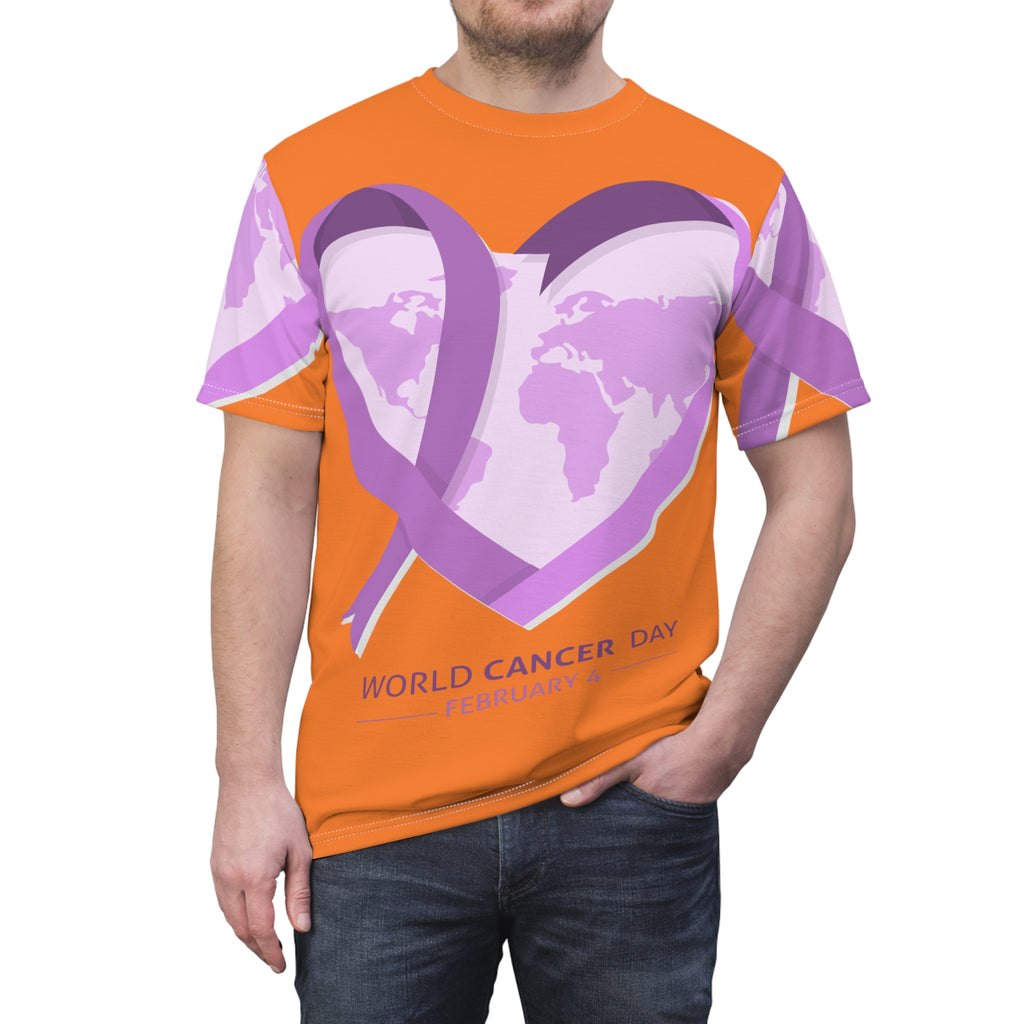 World Cancer Day Tee — February 4 Purple Ribbon Heart Awareness Shirt
