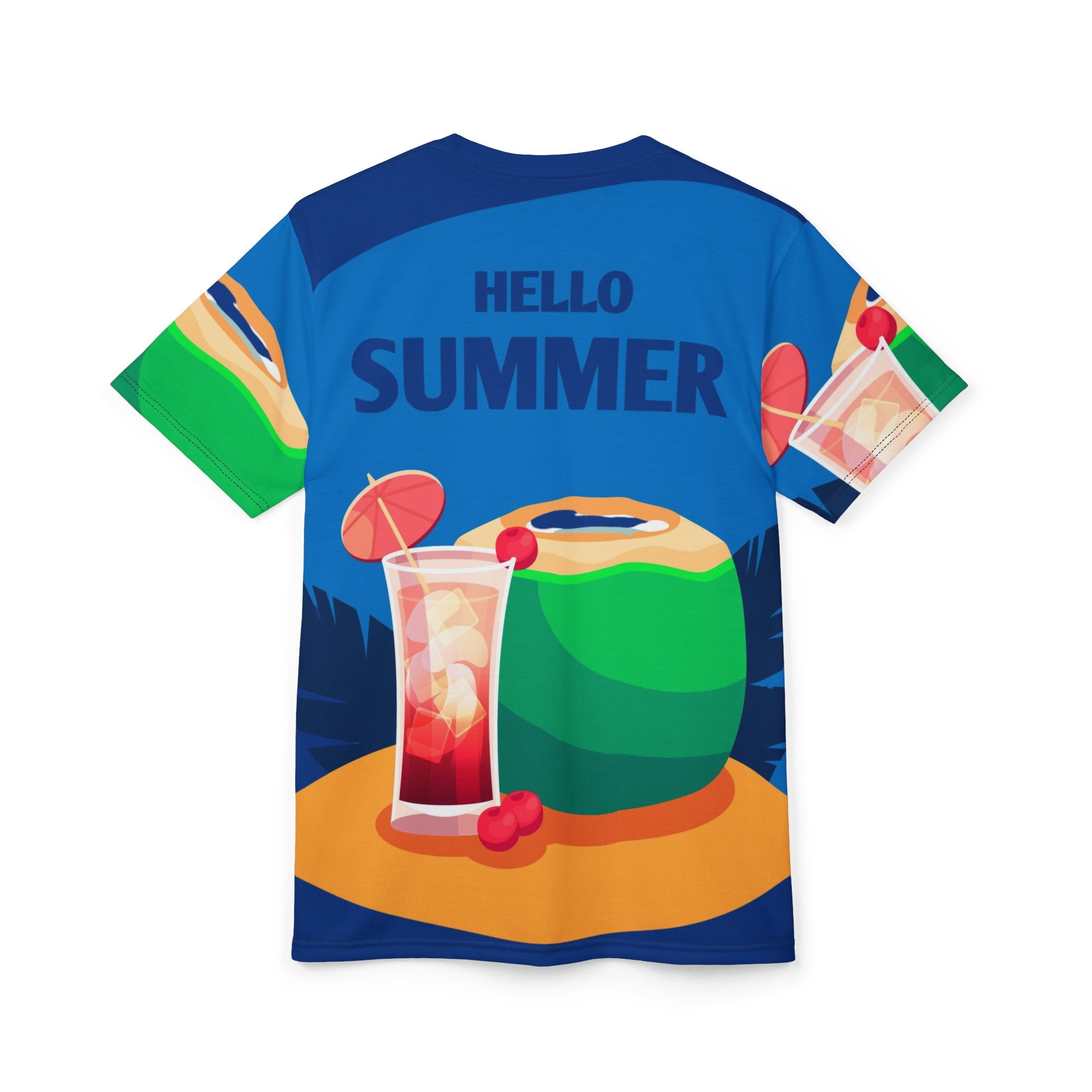Hello Summer Tee — Tropical Coconut & Cocktail All-Over Print T-Shirt