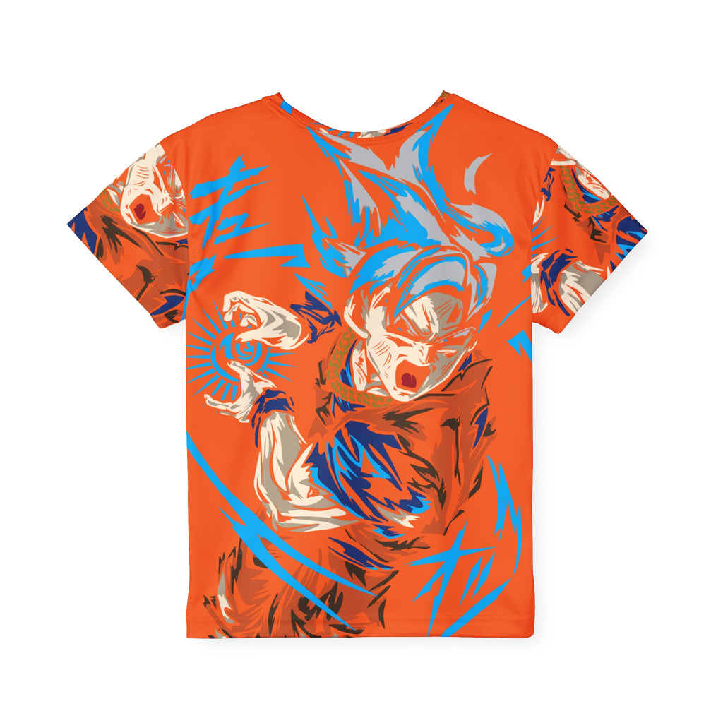 Kids Anime Power Jersey — Vibrant Orange All-Over Print