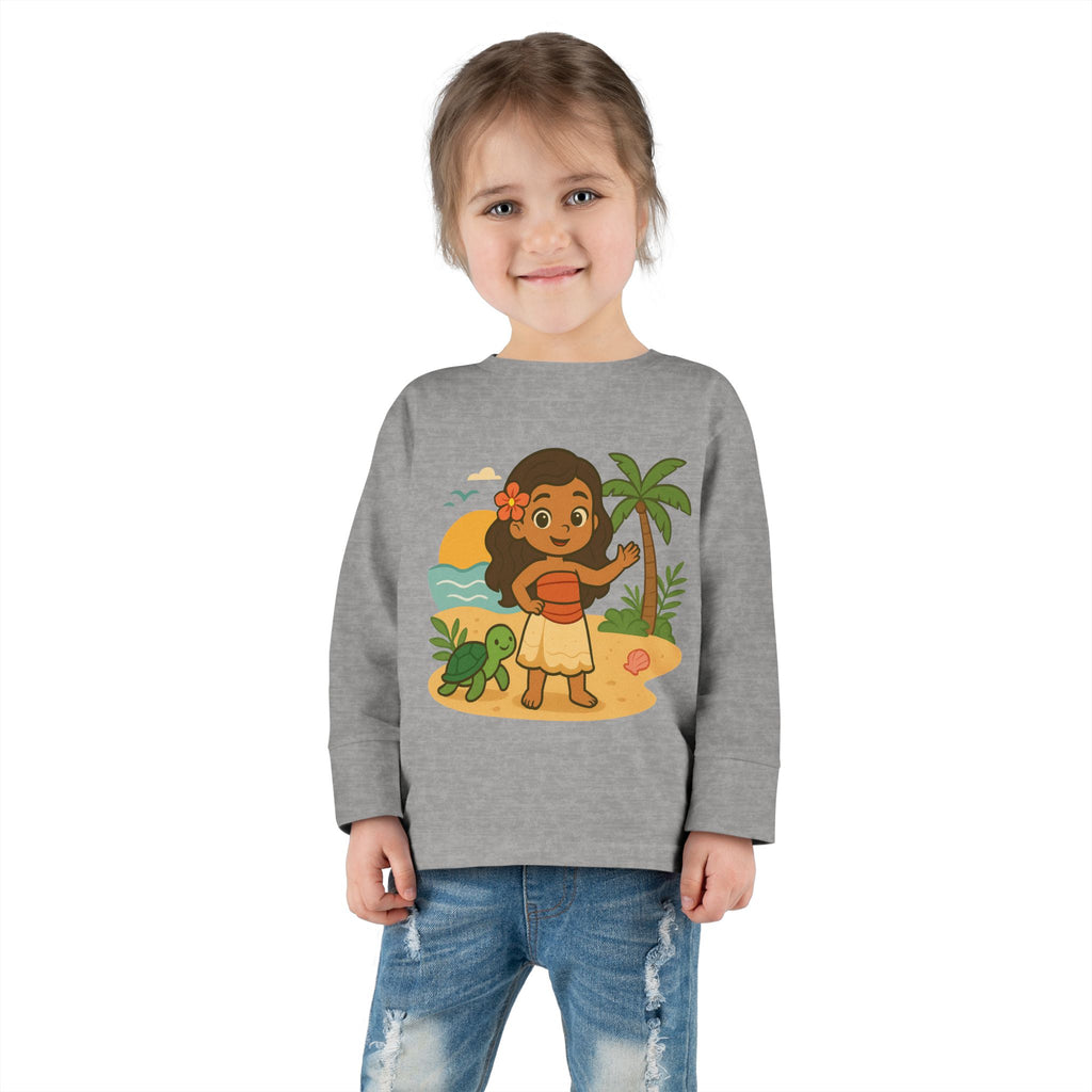 Tropical Toddler Tee, Cute Kids Shirt, Beach Vibes Long Sleeve Top, Summer Outfit for Children, Hawaiian Theme Kids Apparel