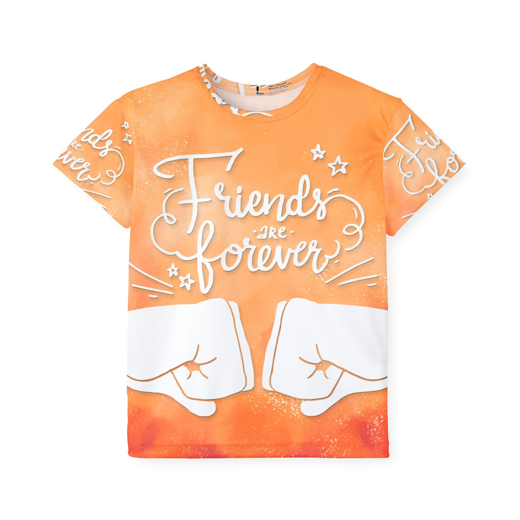 Kids Tee — "Friends Are Forever" Orange Fist-Bump Graphic