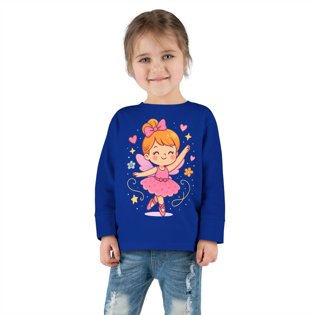 Cute Ballerina Toddler Long Sleeve Tee, Kids Dance Shirt, Toddler Gift, Ballet Costume Tee, Toddler Apparel for Birthdays, Dance Class