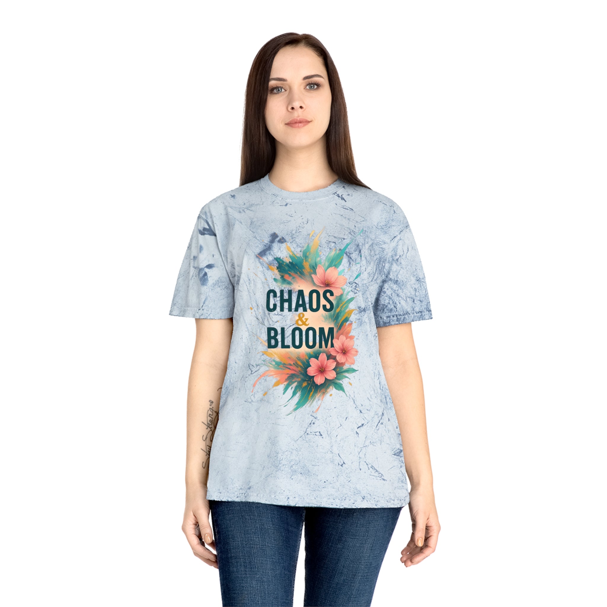 Unisex Bohemian Floral T-Shirt, Chaos & Bloom Tee, Summer Shirt, Gift for Nature Lovers, Trendy Casual Wear, Unique Statement Tee