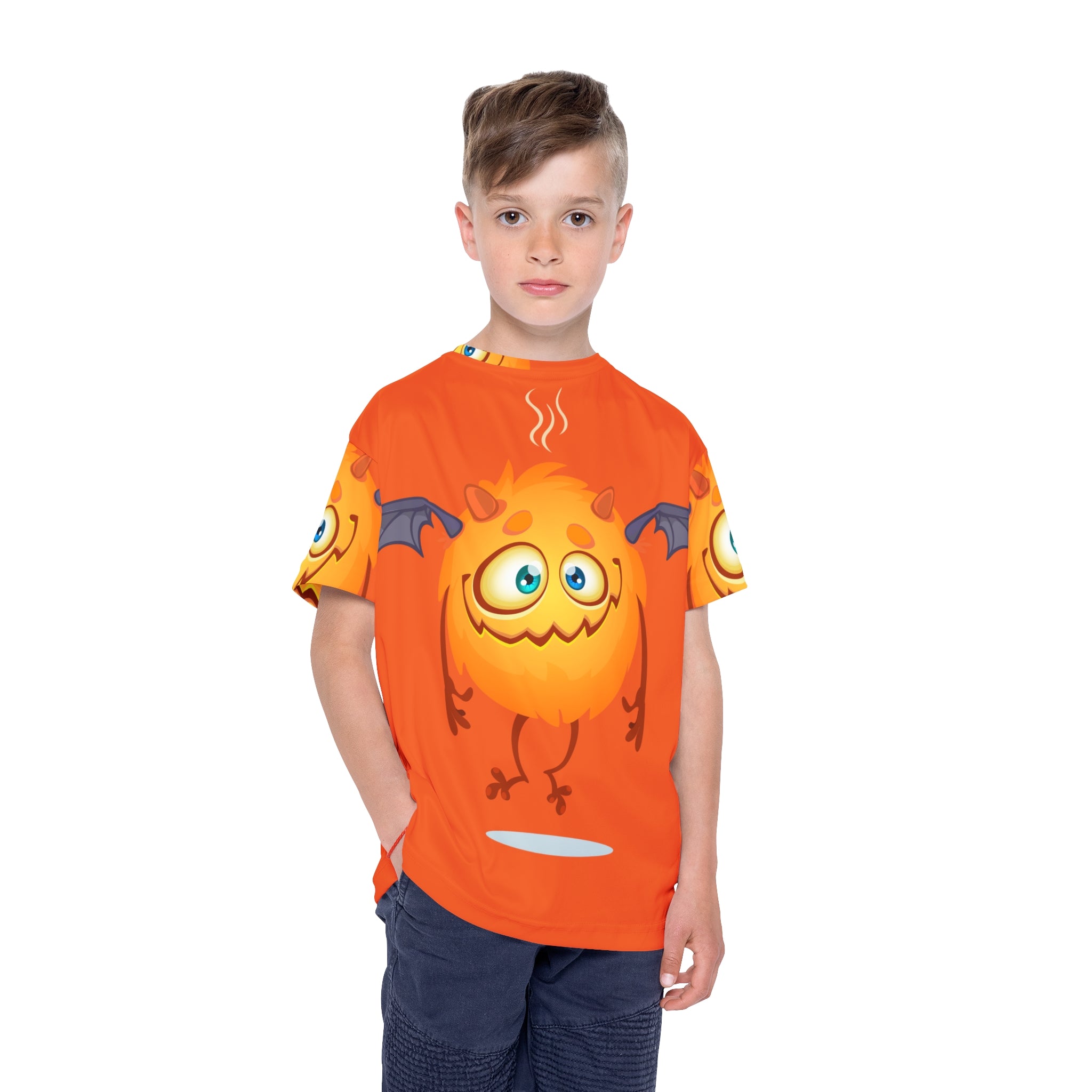 Kids Jersey — Cute Orange Monster Halloween All-Over Print