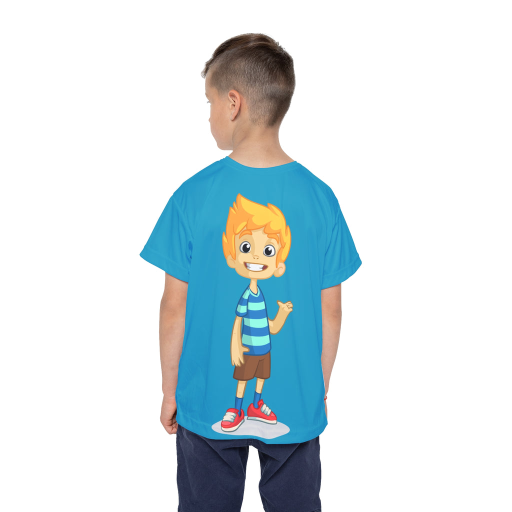Kids Jersey — Cheerful Cartoon Boy All-Over Print Sports Tee