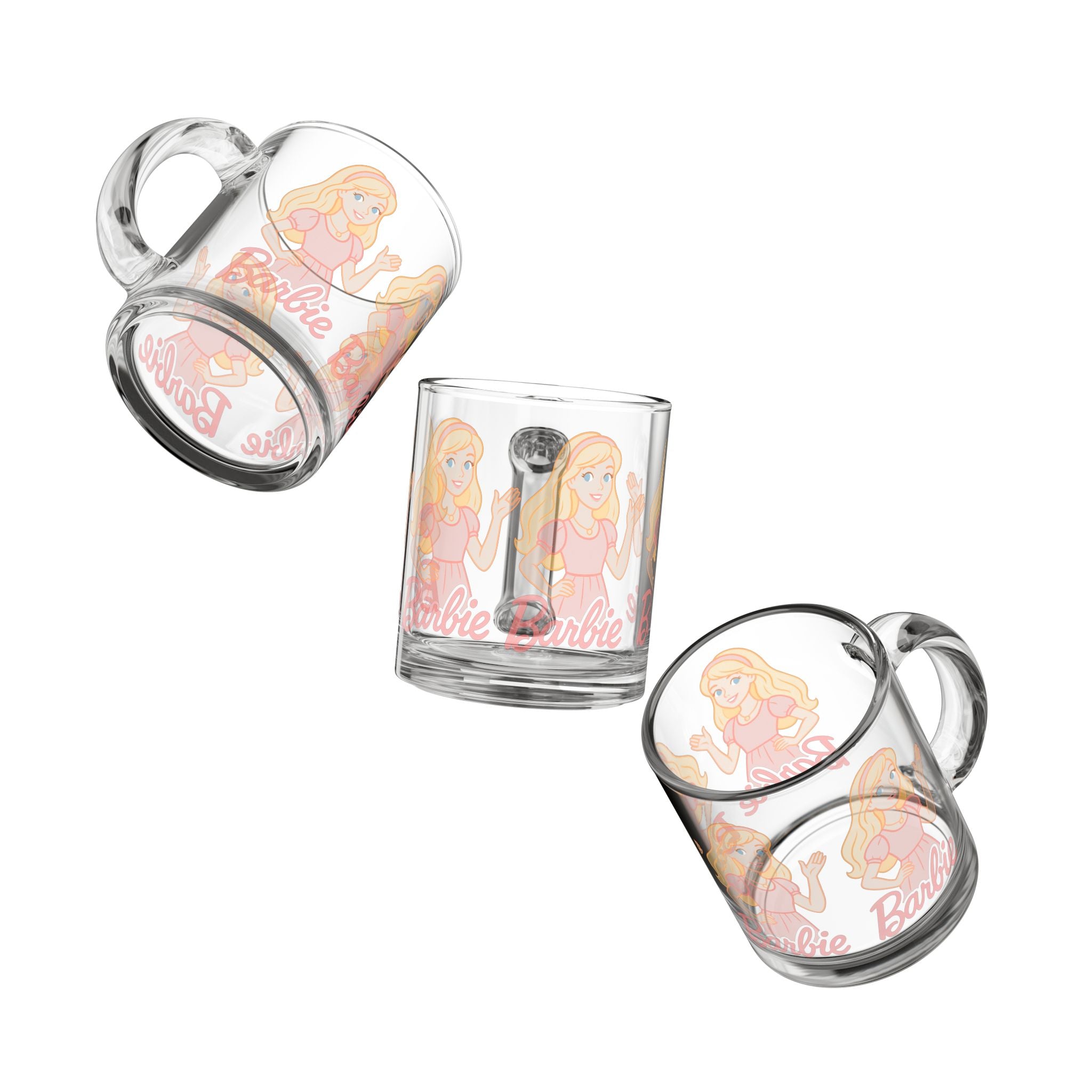 Glass Mug — Retro Blonde Doll Illustration "Barbie" Clear 10oz Coffee Cup