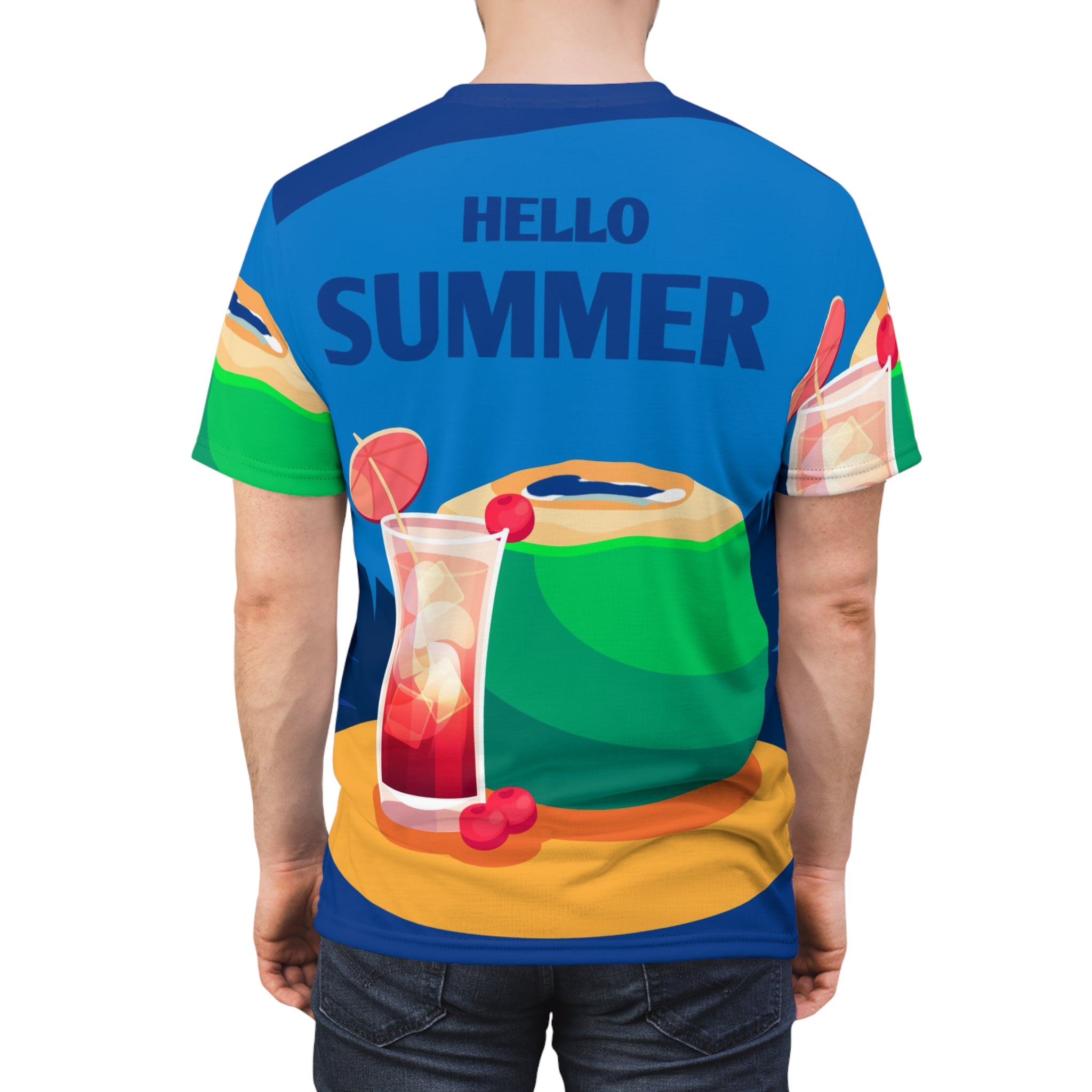Hello Summer Tee — Tropical Coconut & Cocktail All-Over Print T-Shirt
