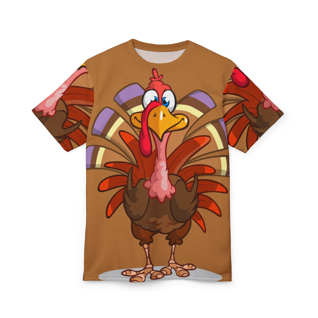 Turkey Cartoon All-Over Print Tee — Funny Thanksgiving Turkey Shirt