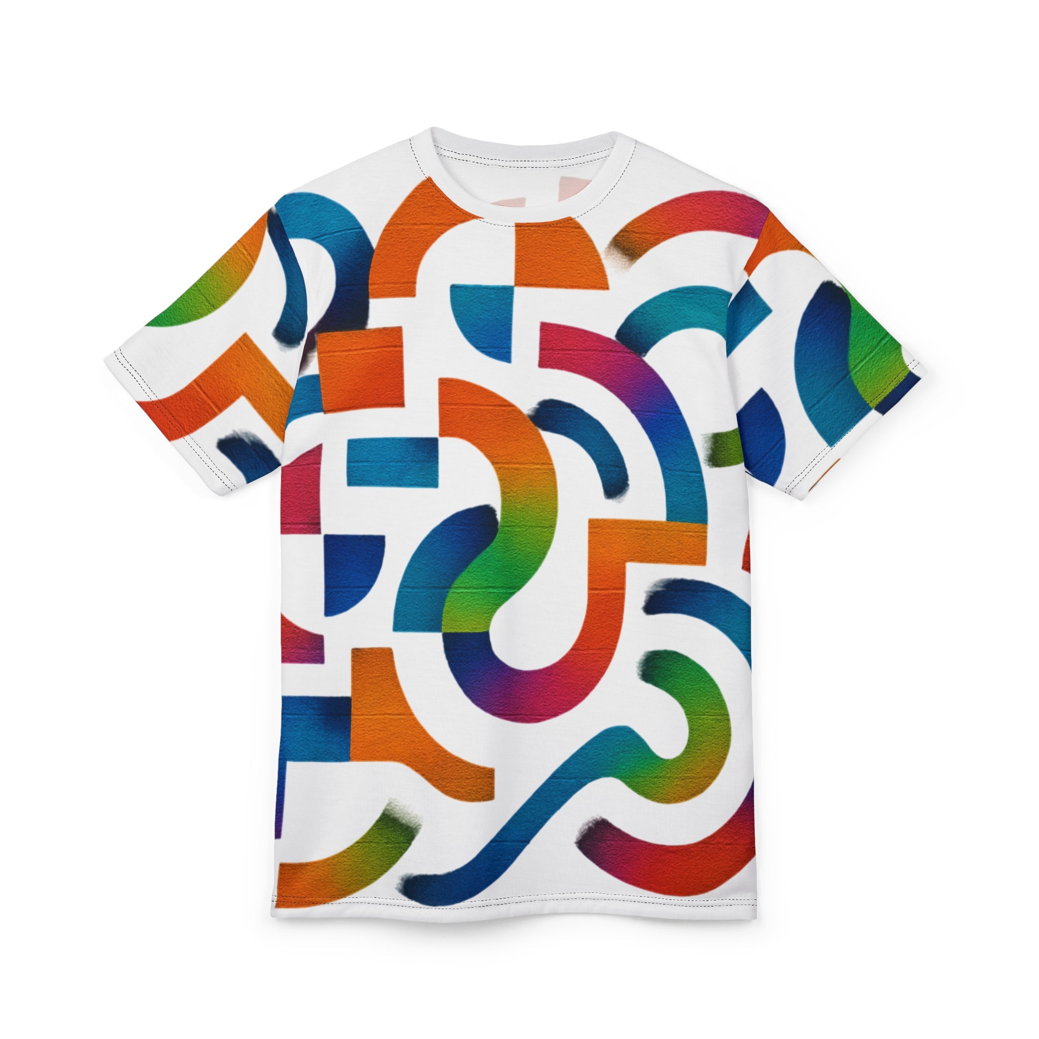 Abstract Rainbow Maze Tee — All-Over Print Colorful Graphic T-Shirt
