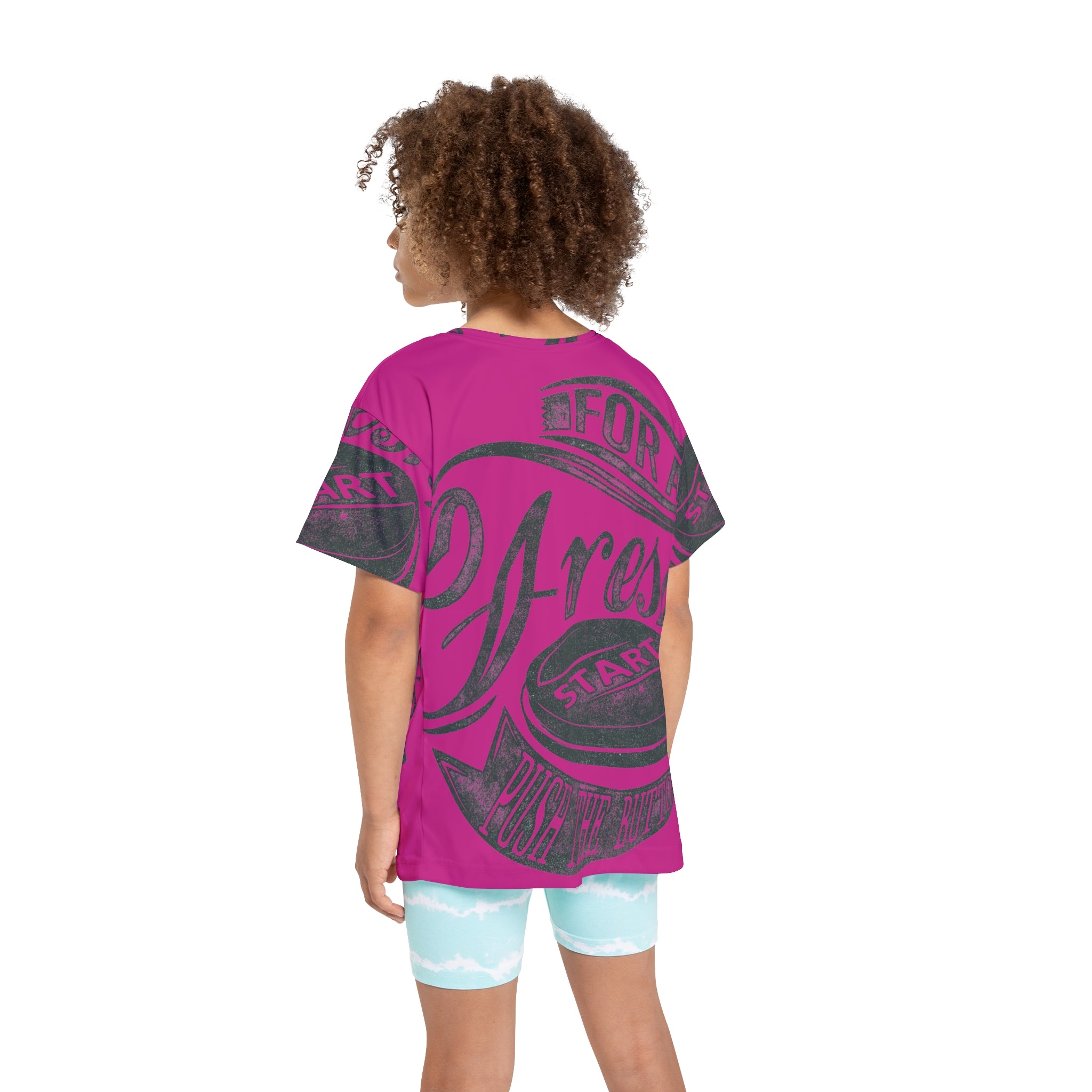 Kids Sports Jersey — Pink 'Press Start' Retro Gaming Graphic