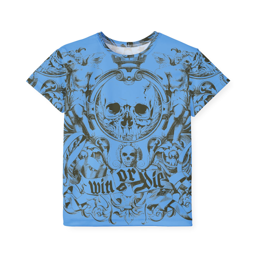 Kids Jersey — Blue Skull 'Win or Die' All-Over Print
