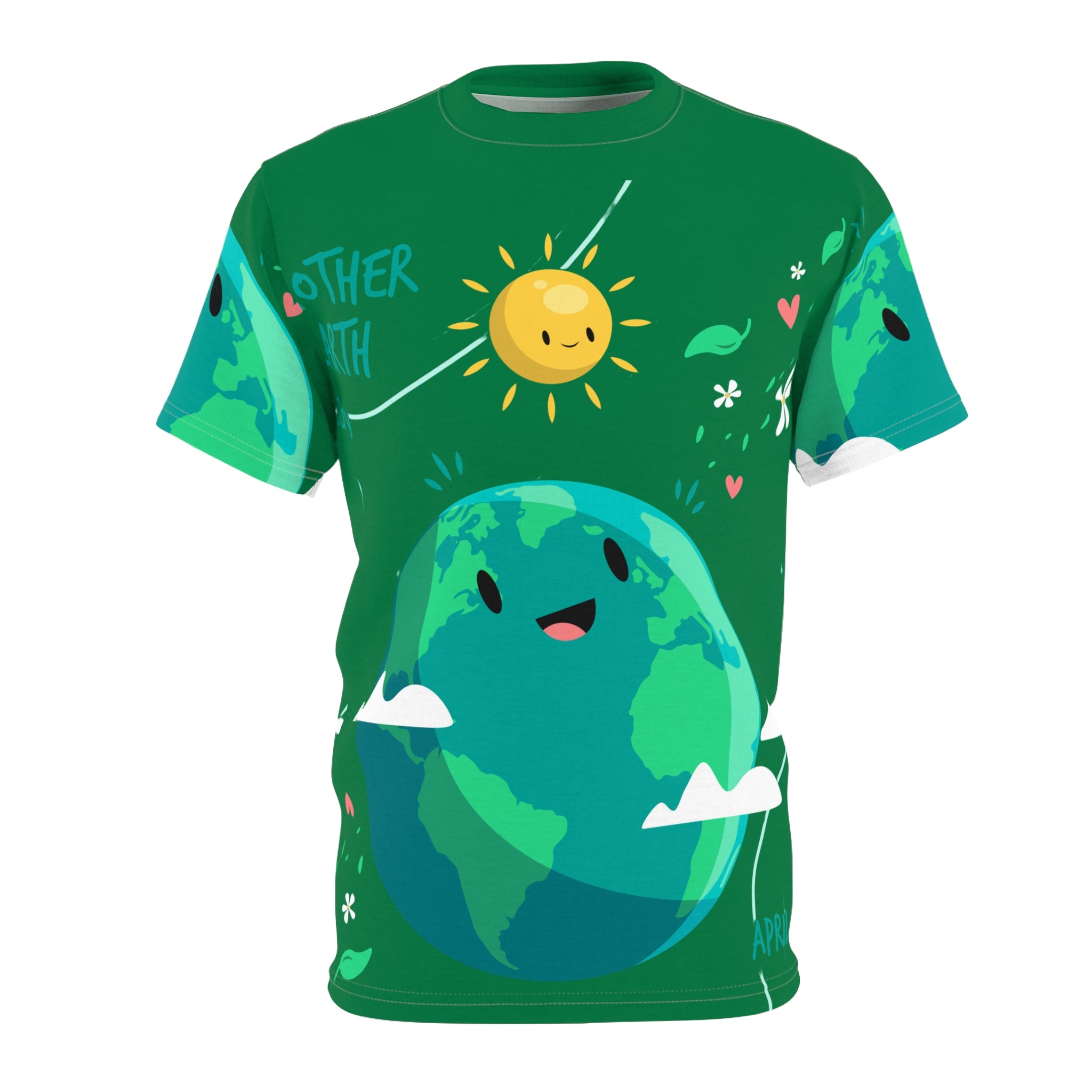 Earth Day Cute Planet T‑Shirt — Smiling Globe All‑Over Print Tee