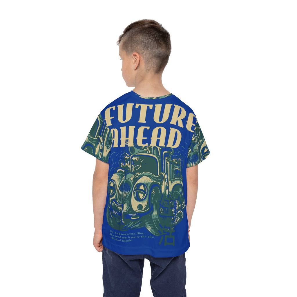 Kids Jersey — "Future Ahead" Vintage Car Graphic All-Over Print