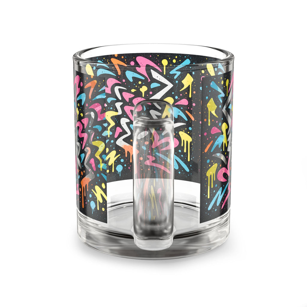 10oz Glass Mug  Neon Graffiti 
