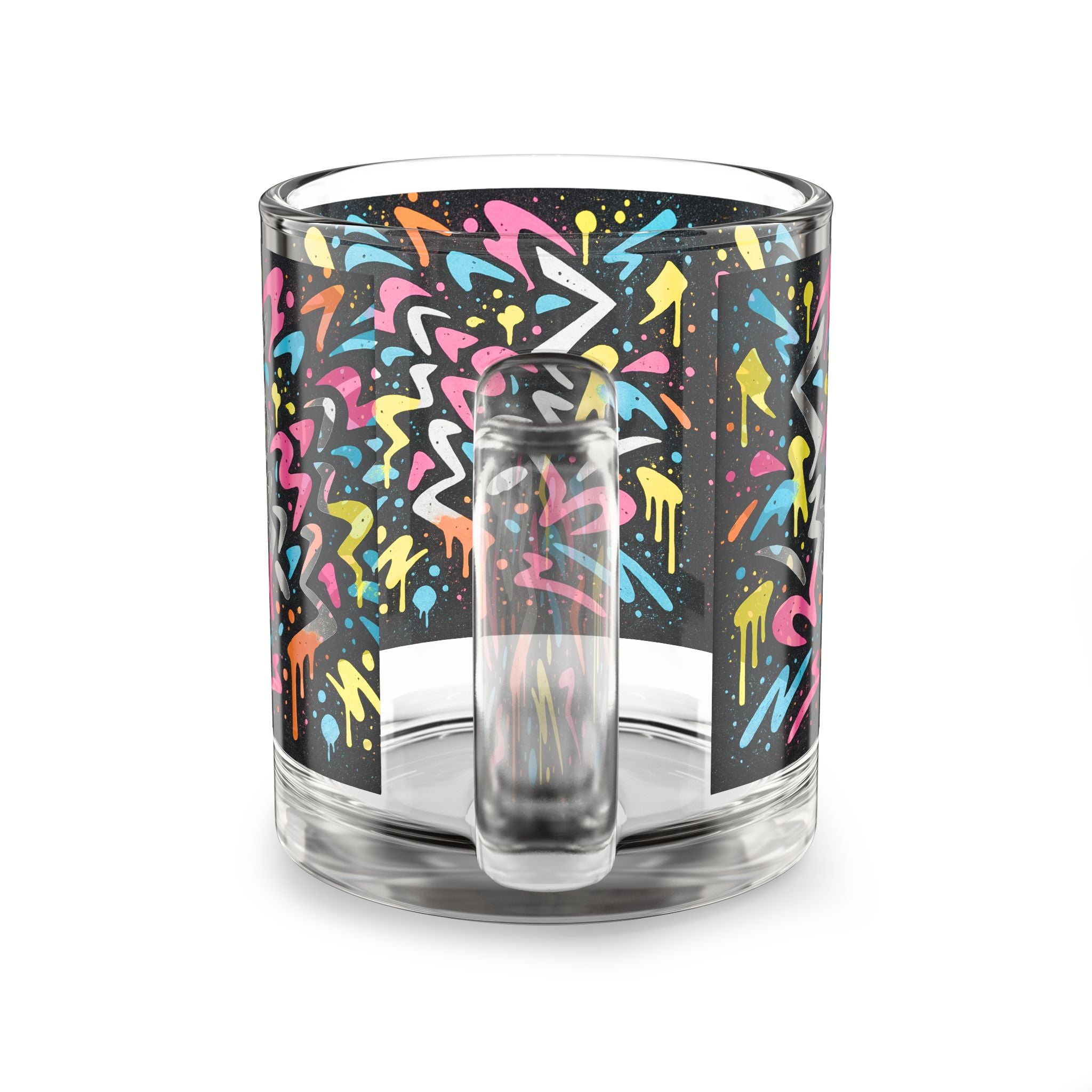 10oz Glass Mug  Neon Graffiti 