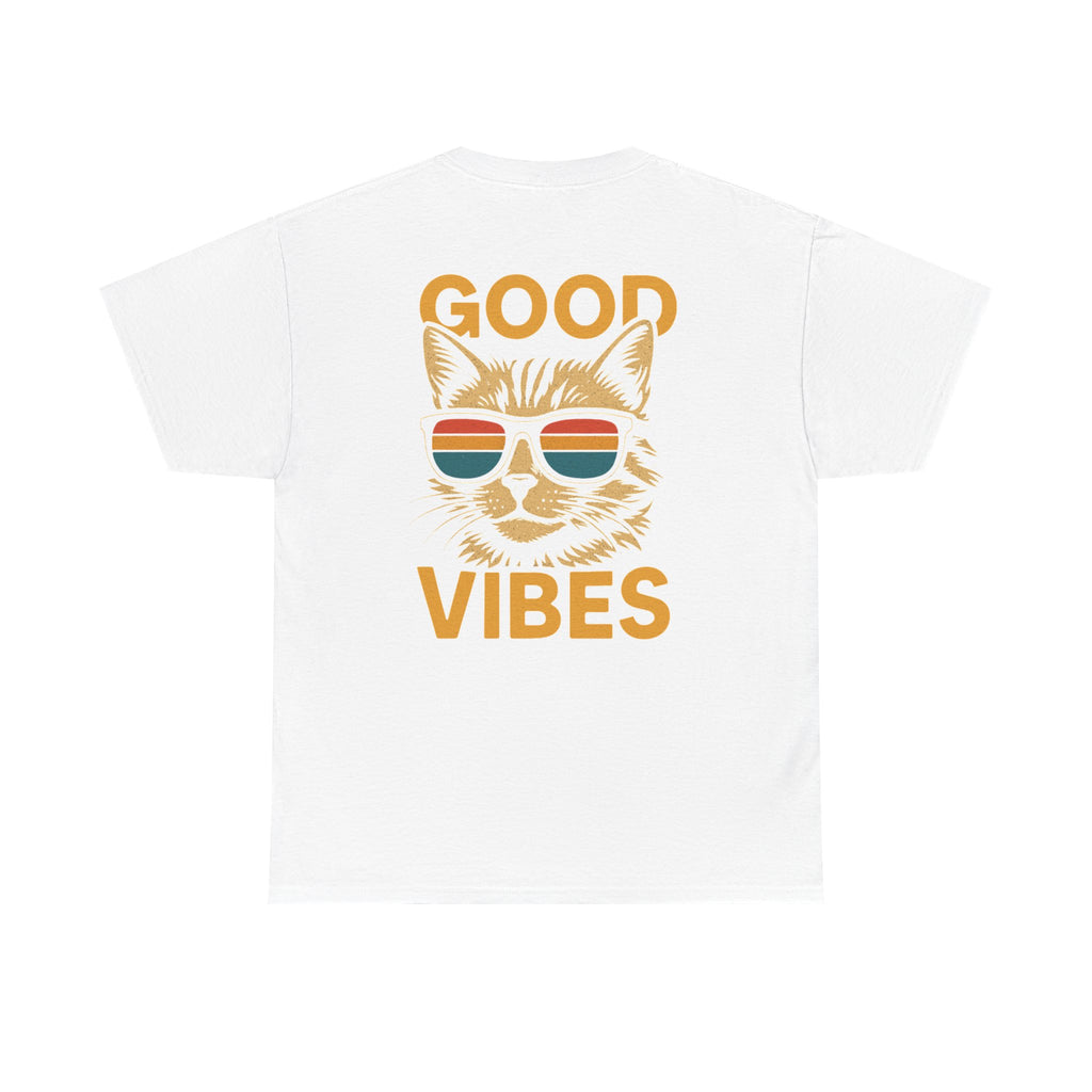 Good Vibes Cat Tee, Unisex Cotton T-Shirt, Summer Casual Top, Gift for Cat Lovers, Fun Pet Shirt, Chill Vibes Outfit