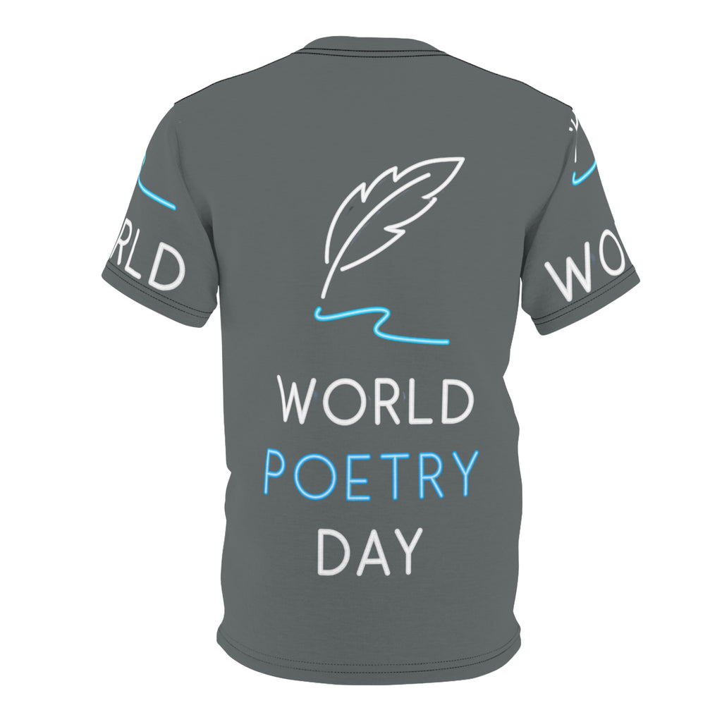 World Poetry Day Tee — Feather Quill Graphic All-Over Print