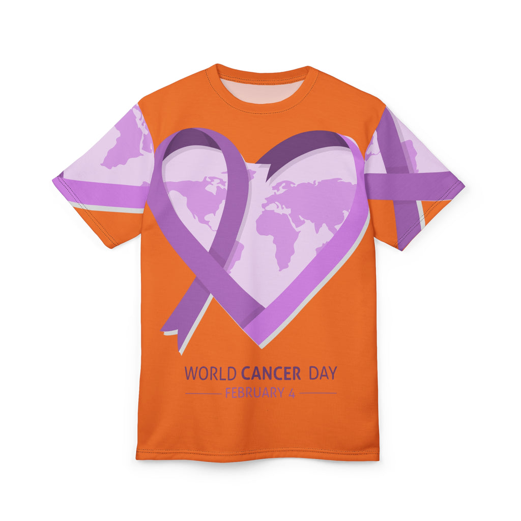 World Cancer Day Tee — February 4 Purple Ribbon Heart Awareness Shirt