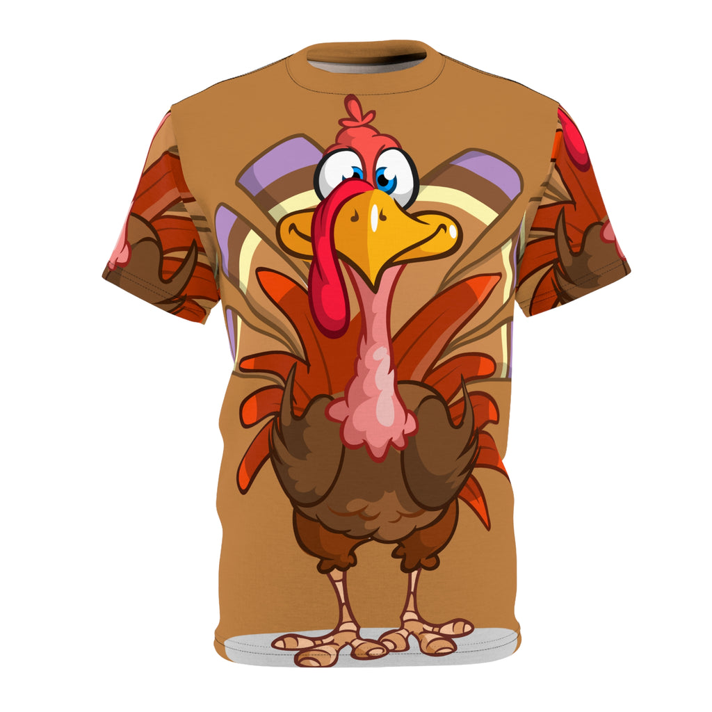 Turkey Cartoon All-Over Print Tee — Funny Thanksgiving Turkey Shirt