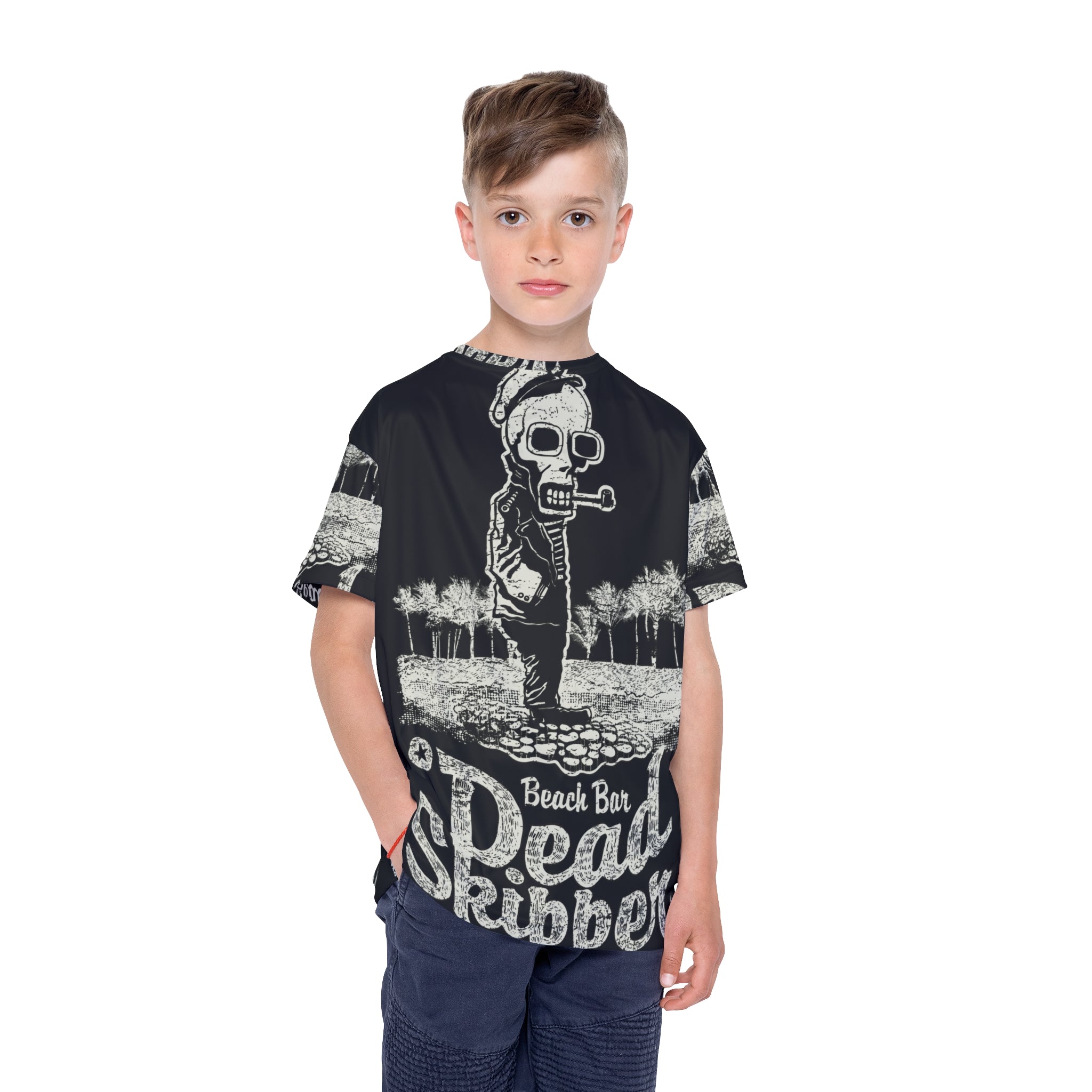 Kids Jersey — 'Dead Skipper' Beach Bar Skull Graphic Tee