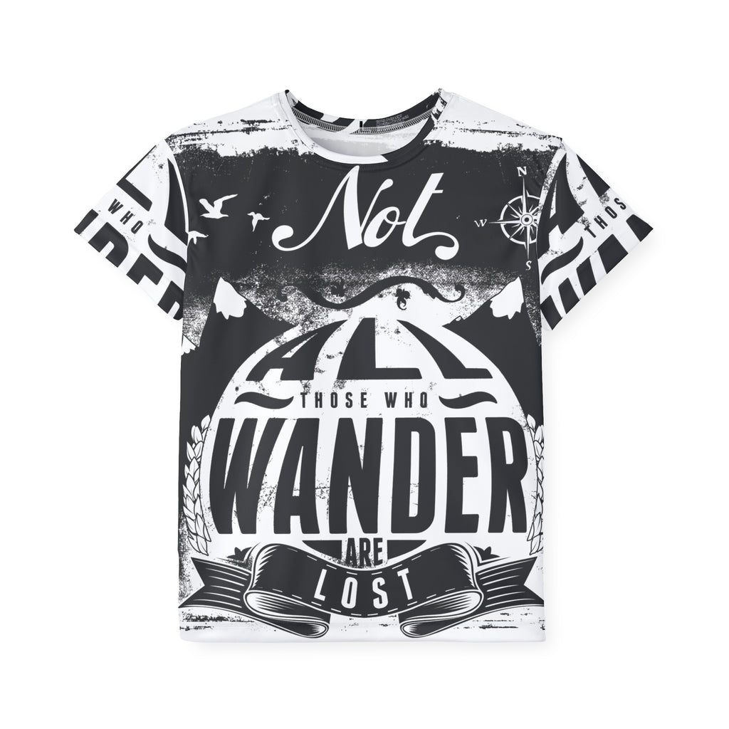 Kids Jersey — 'Not All Who Wander Are Lost' Monochrome Adventure Tee
