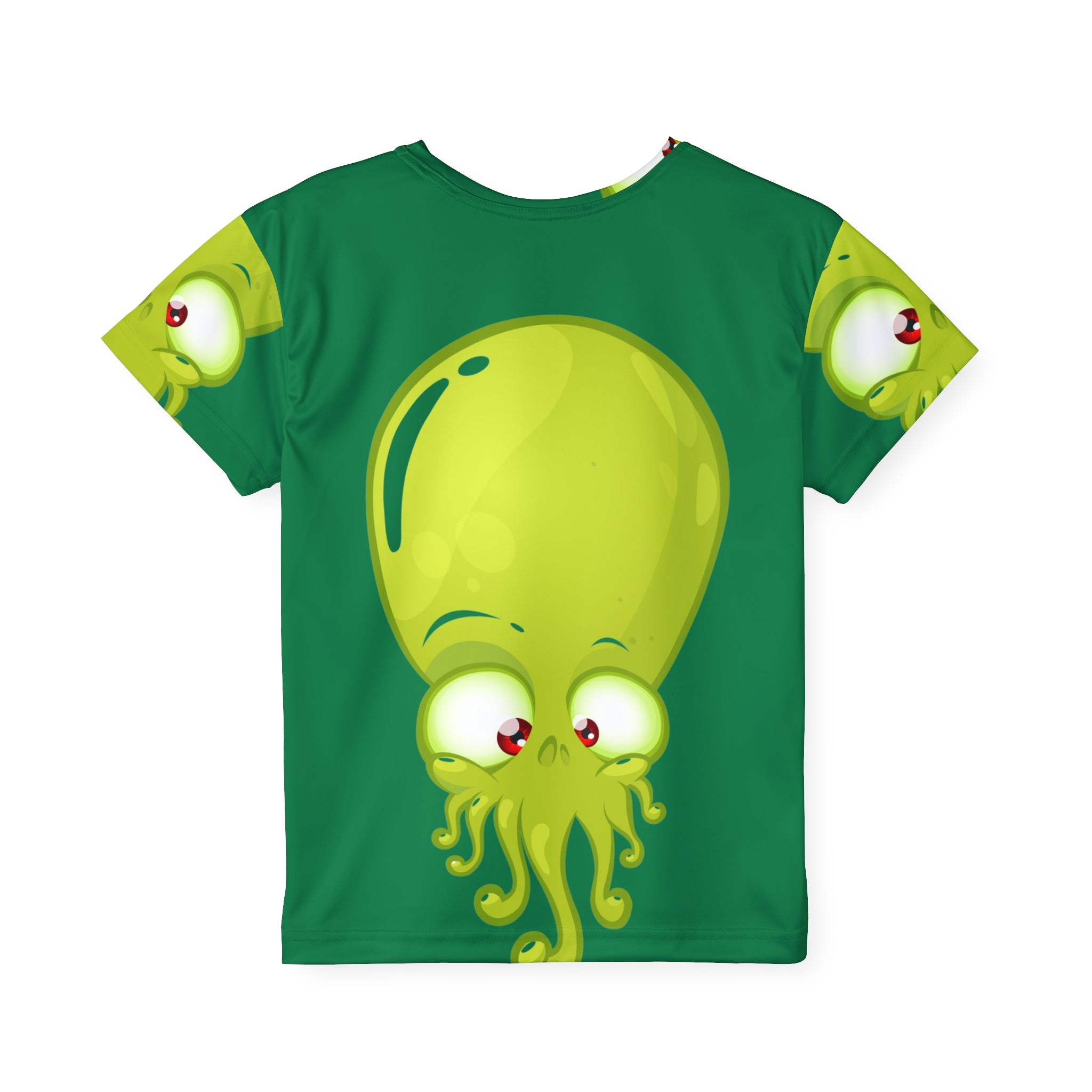 Kids Jersey — Cute Green Squid All-Over Print Sports Tee