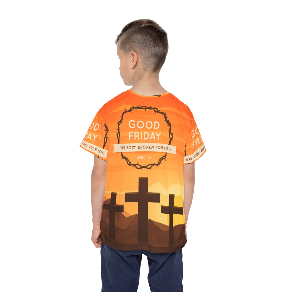 Good Friday Kids Jersey — Easter Christian Cross Graphic Tee