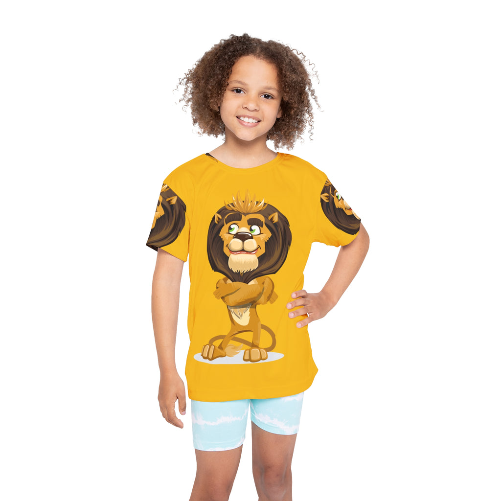 Kids Lion Sports Jersey — Yellow All-Over Print