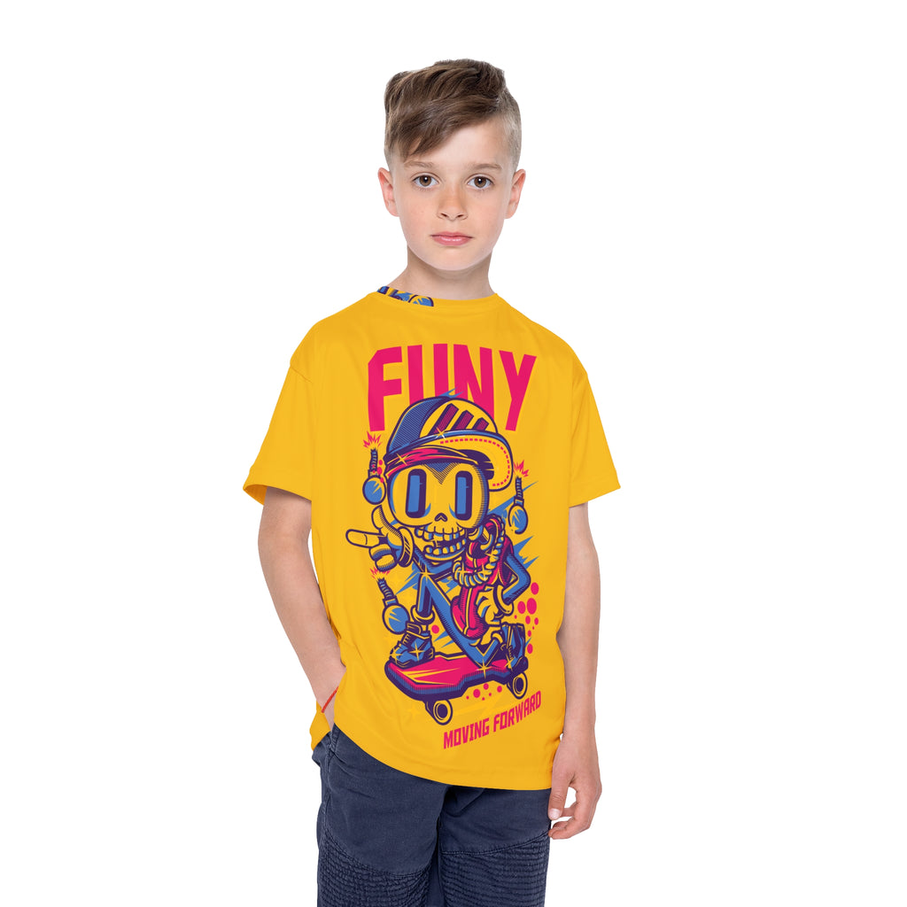 Kids Skateboard Jersey - FUNY Skull Skater "Moving Forward" Graphic Tee