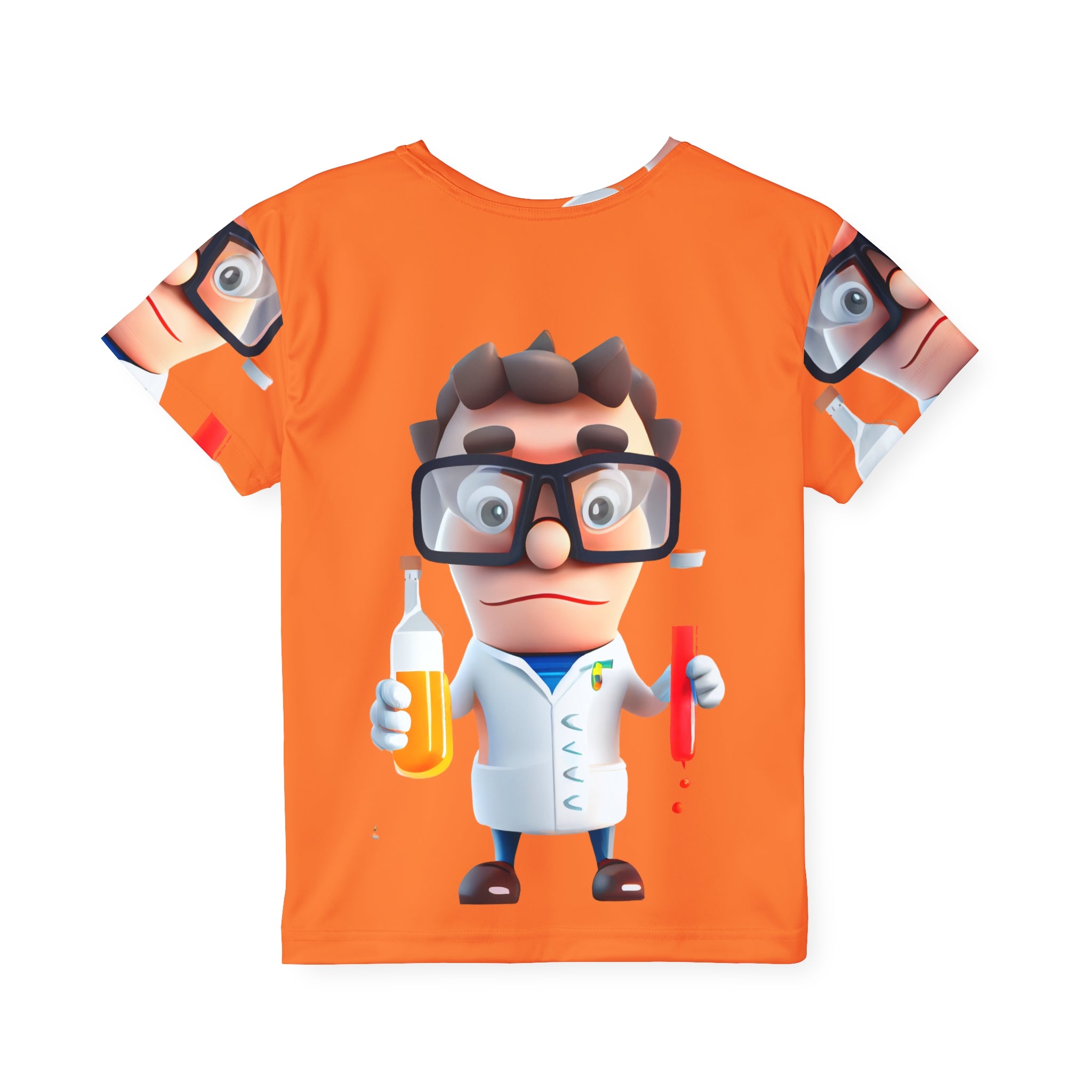 Kids Science Jersey — Cute Cartoon Mad Scientist All-Over Print Tee