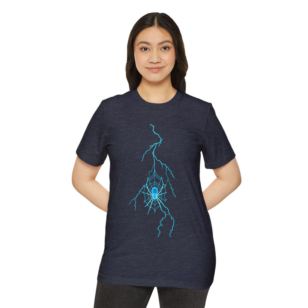 Electric Spiderweb T-Shirt — Neon Lightning Goth Graphic Tee