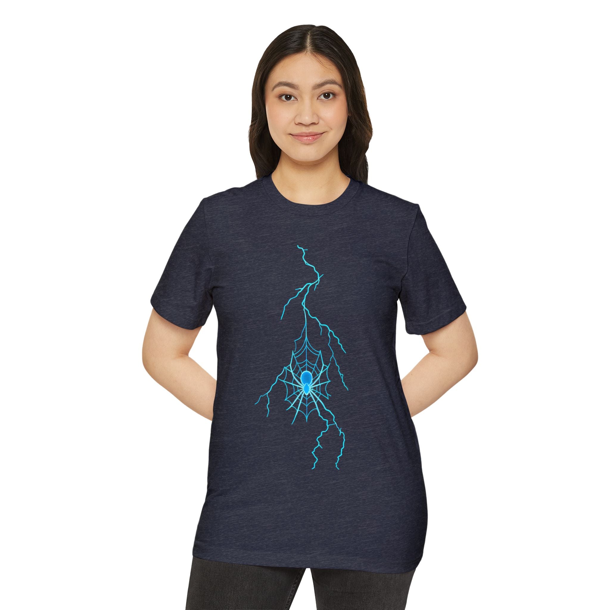 Electric Spiderweb T-Shirt — Neon Lightning Goth Graphic Tee