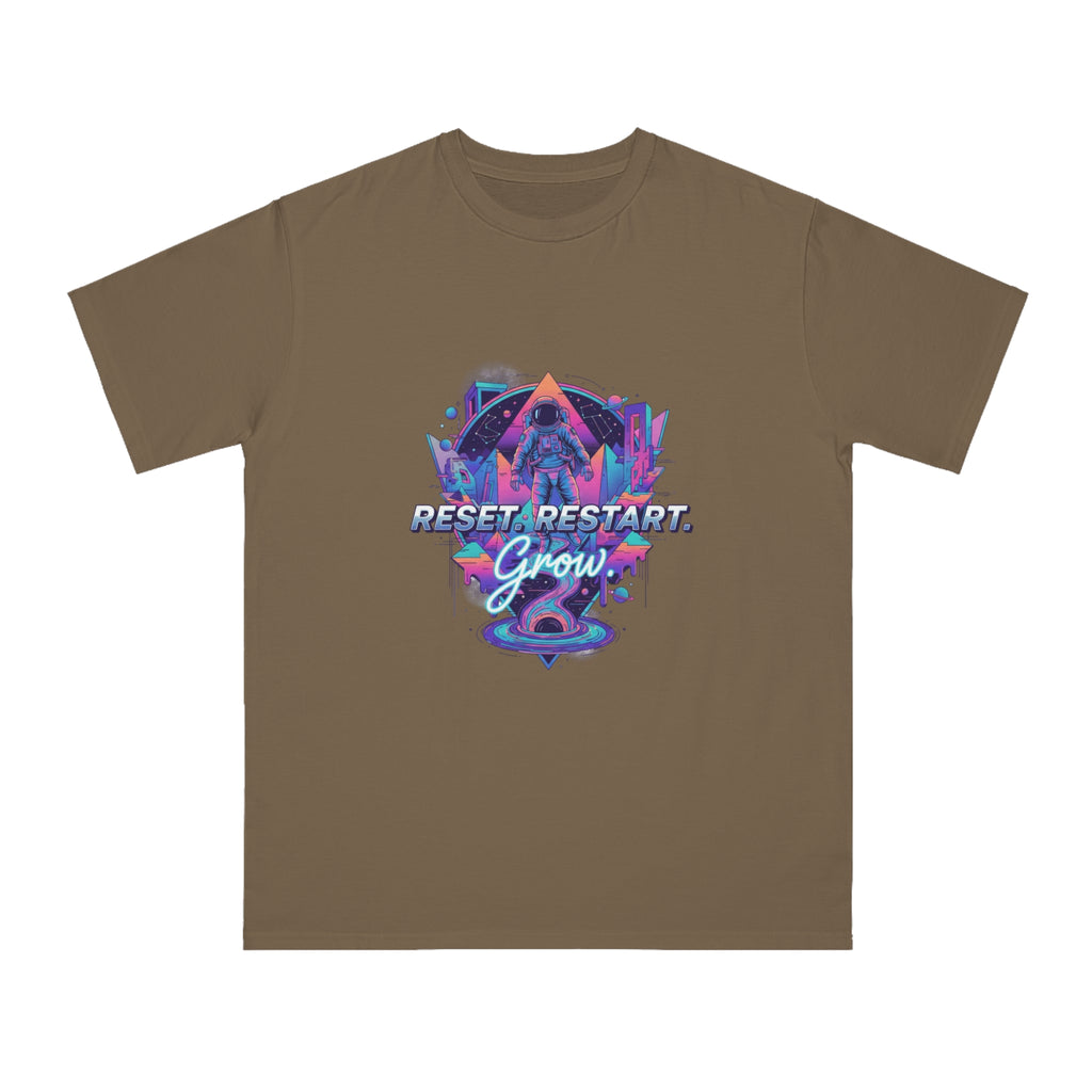Organic Reset Restart Grow T-Shirt, Unisex Graphic Tee, Motivational Shirt, Eco-Friendly Apparel, Perfect for Gifts