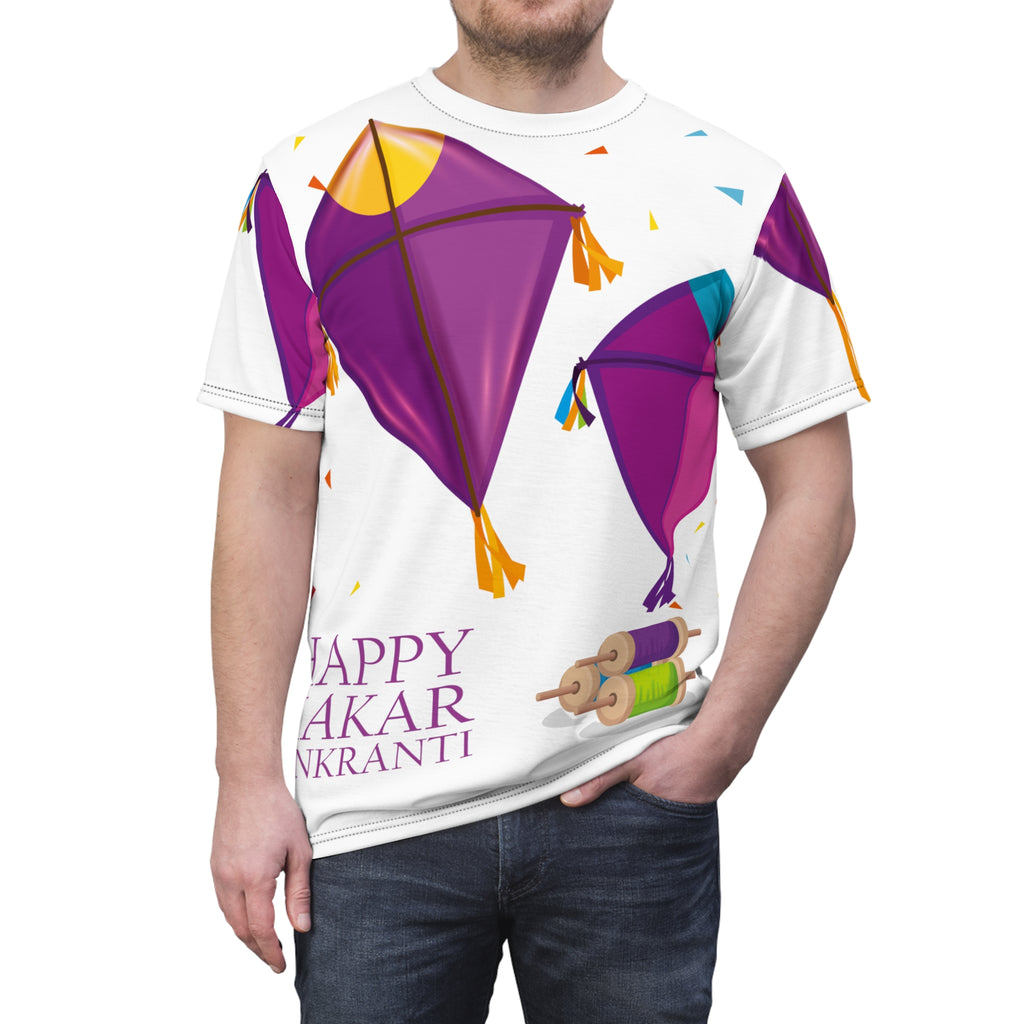 Makar Sankranti Kite Festival Tee — "Happy Makar Sankranti" All-Over Print T-Shirt
