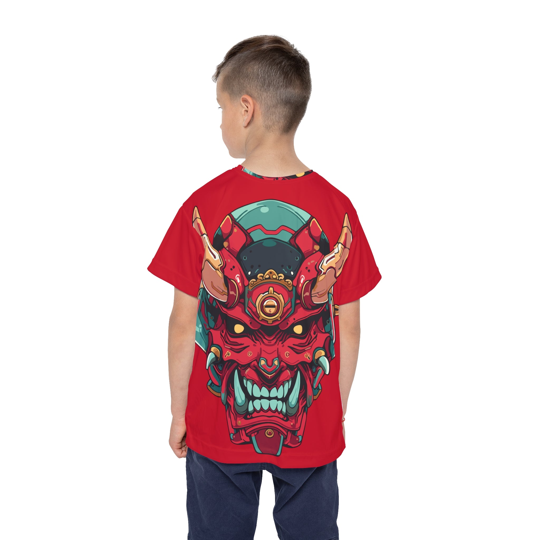 Kids Jersey — Red Oni Demon Samurai Mask All-Over Print