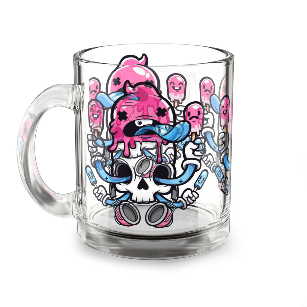 Skull & Popsicle Glass Mug — 10oz Artistic Clear Coffee Cup