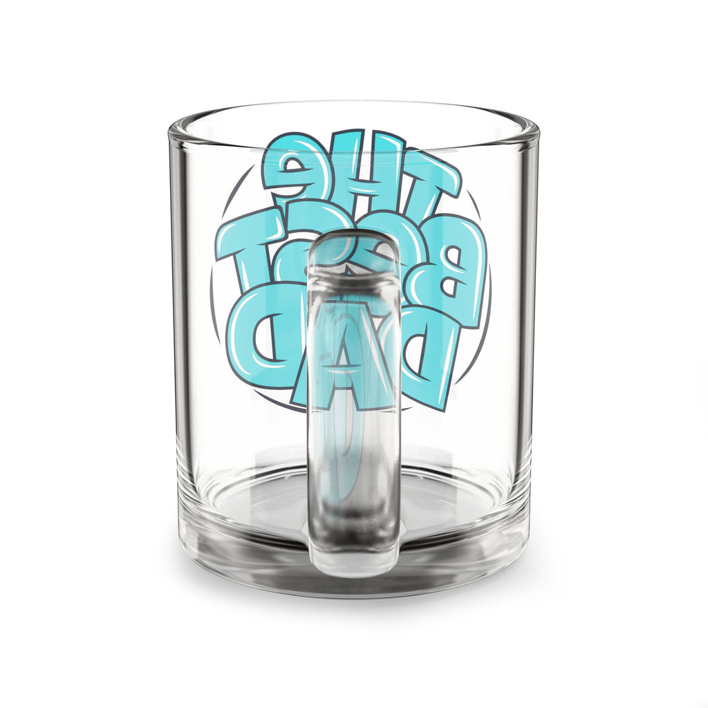Glass Mug — "The Best Dad" Blue Lettering Coffee Cup | Father’s Day Gift