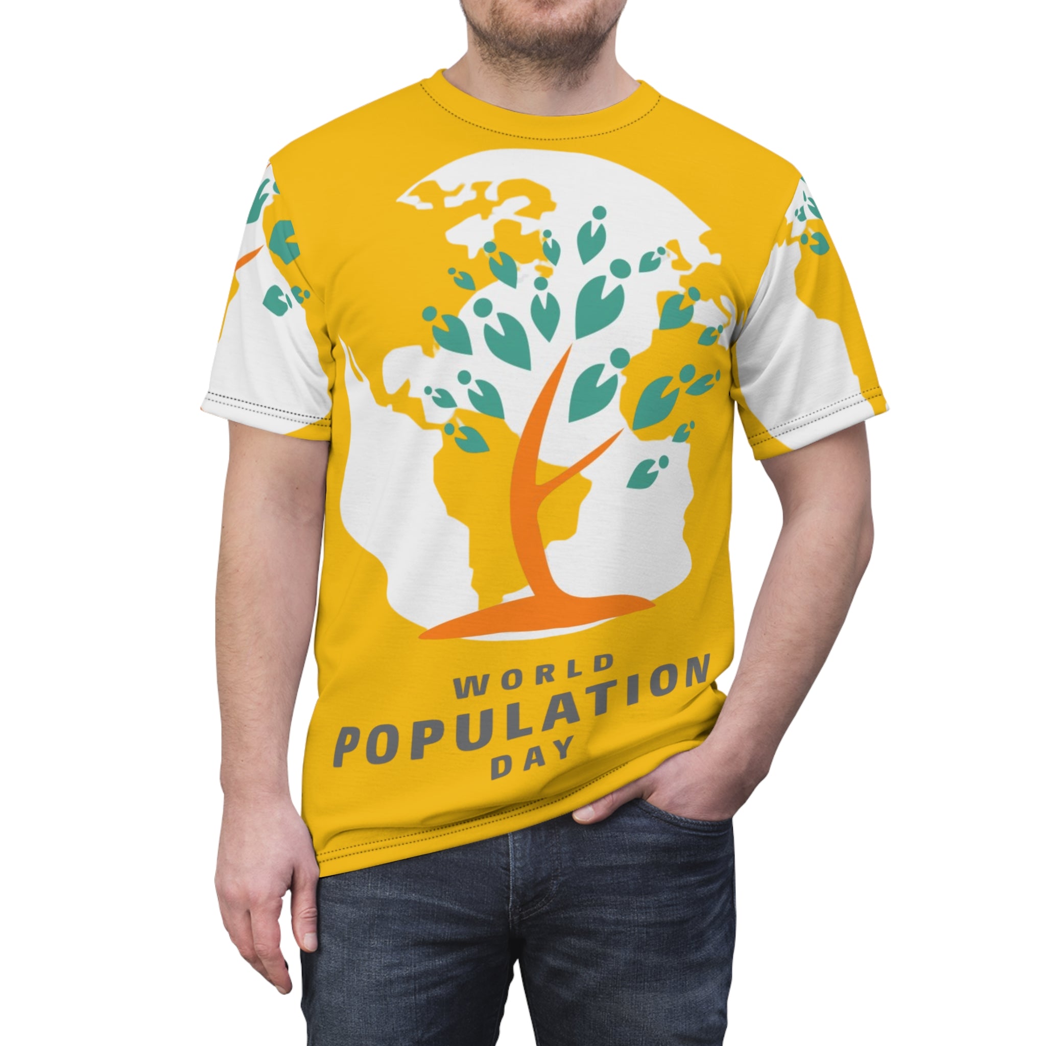 World Population Day Tee — Tree & Globe Graphic Awareness T-Shirt