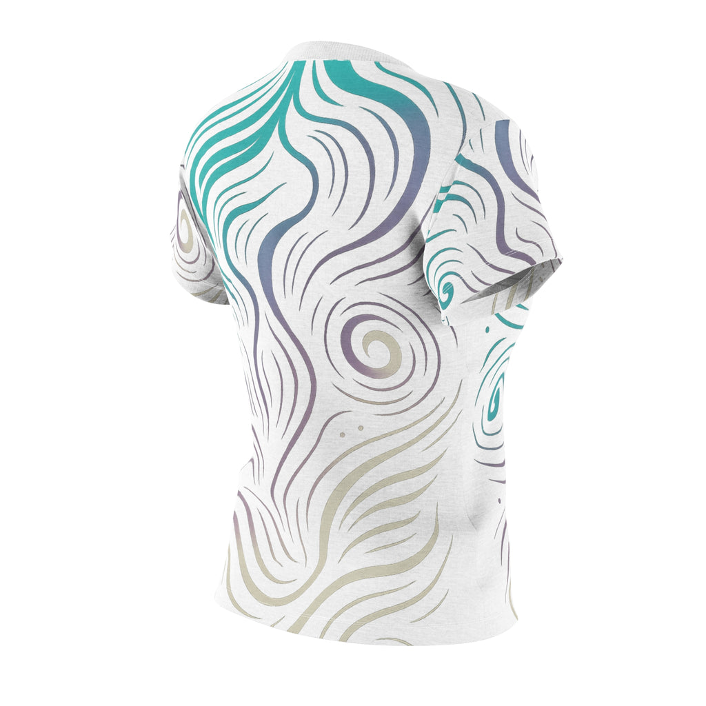 Whimsical Swirl Women's Cut & Sew Tee, Unique Patterned T-Shirt, Casual Outfit, Gift for Her, Summer Style, Boho Fashion