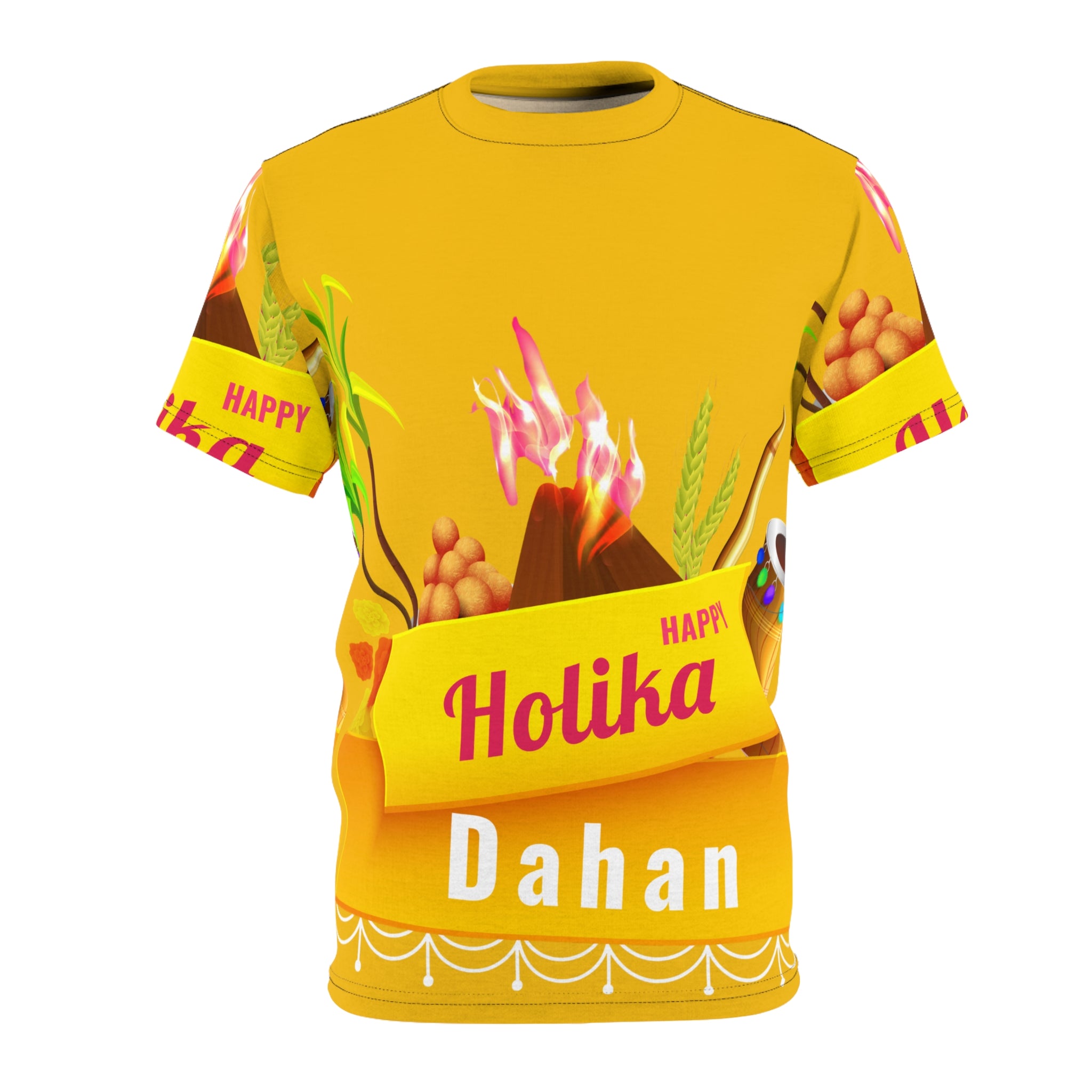 Holika Dahan Festival Tee — Bright Yellow Holi Celebration Shirt
