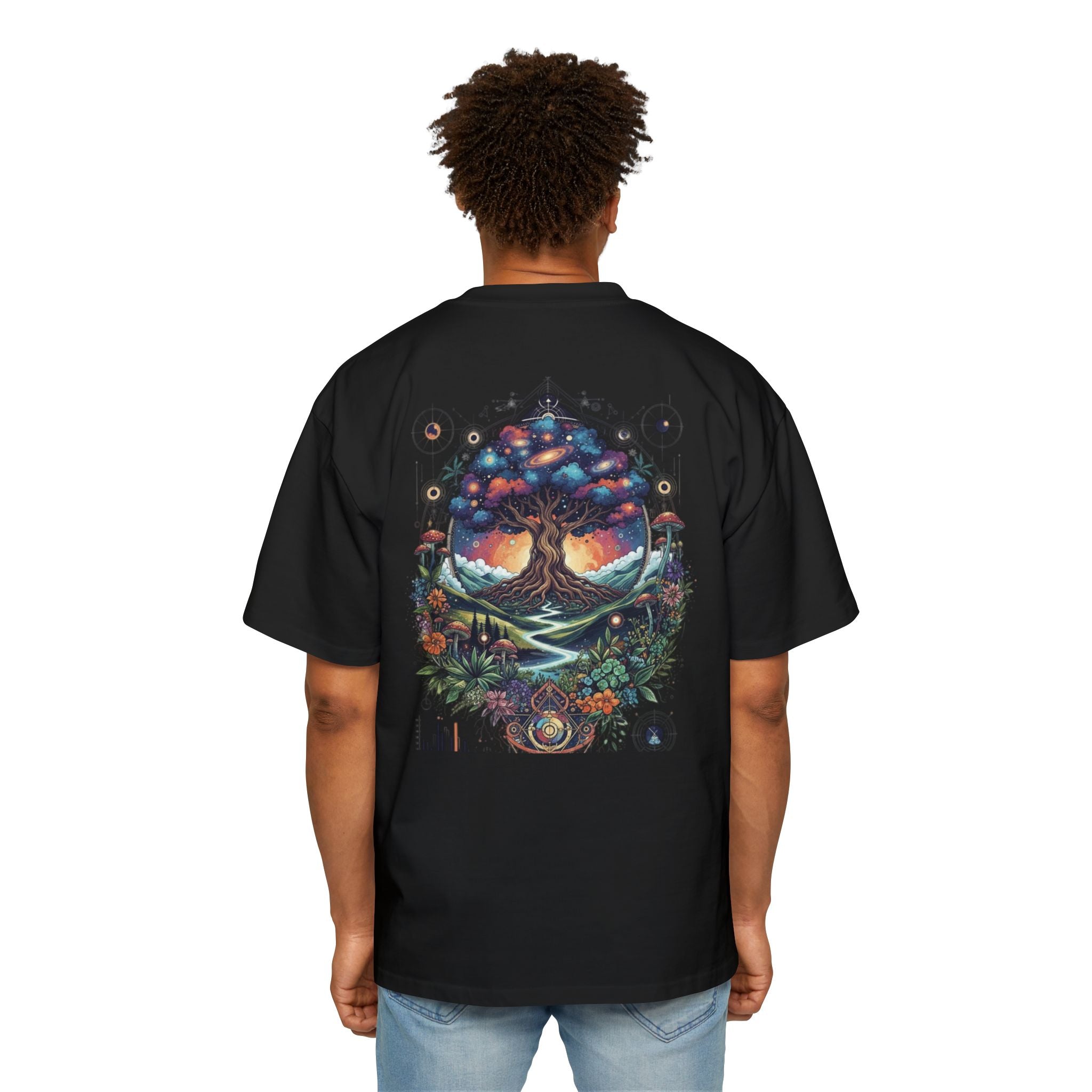 Bohemian Tree of Life Tee, Oversized Men's Shirt, Festival Wear, Nature Lover Gift, Eco-Friendly Fashion, Casual Summer Top
