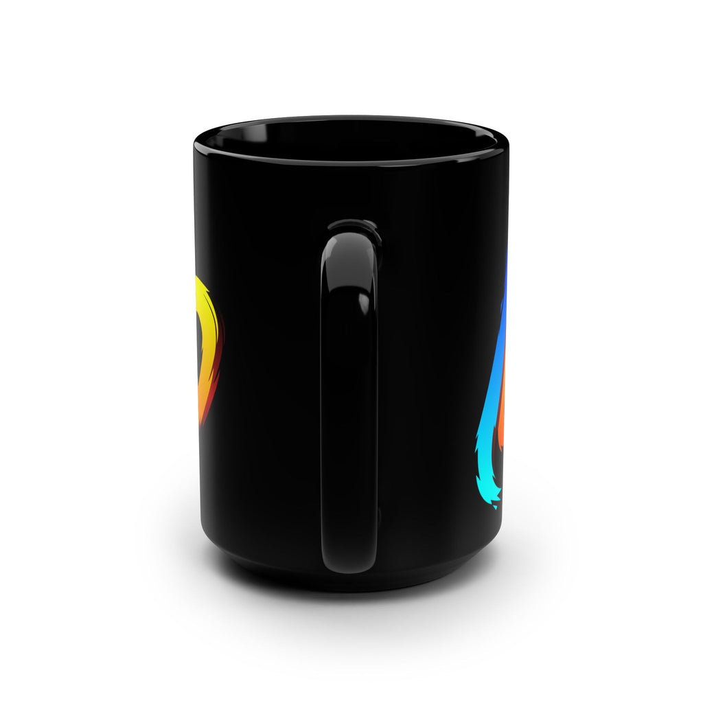 The Legend Bold Script 15oz Black Mug — Colorful Retro Brush Lettering