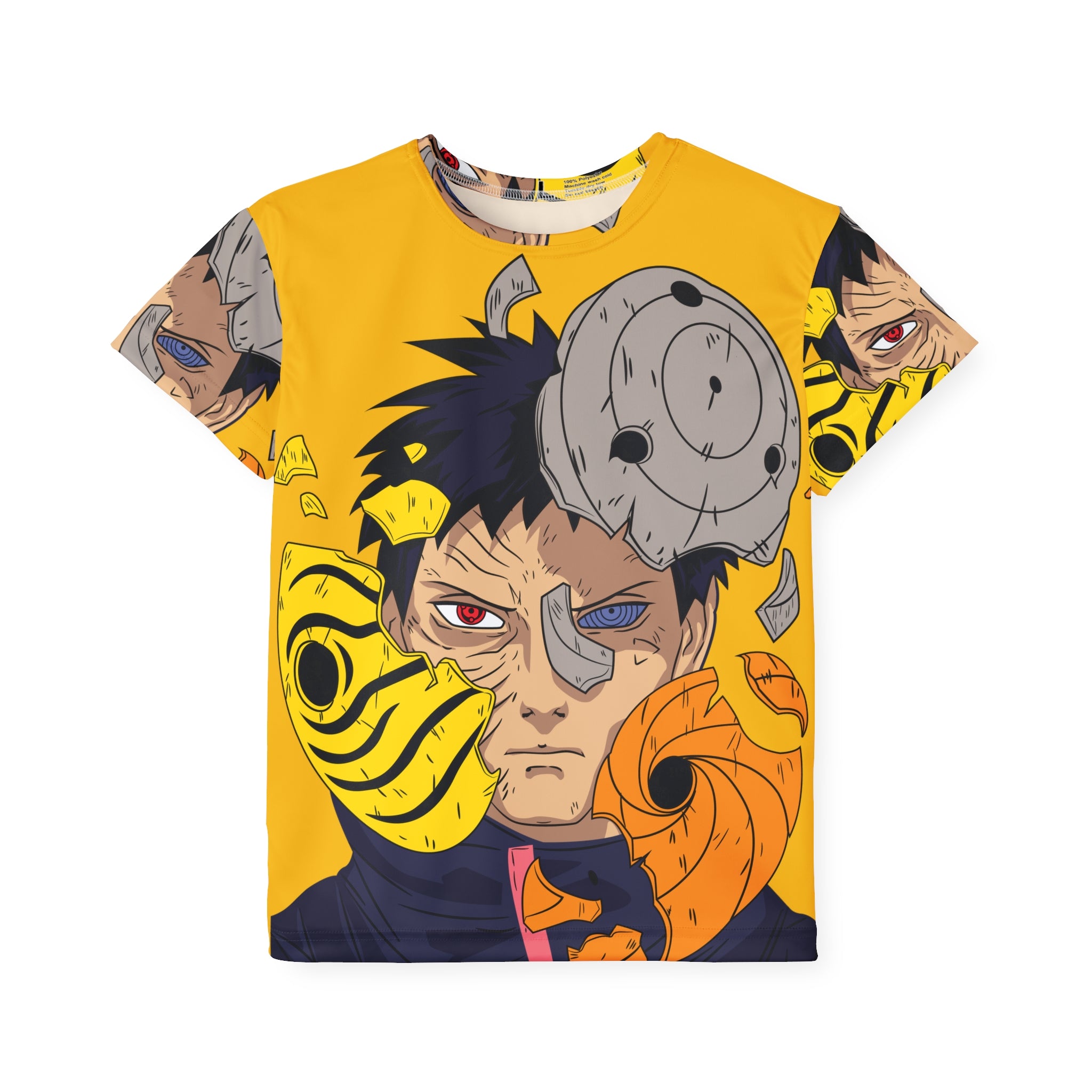 Kids Anime Soccer Jersey — Yellow Ninja Mask Design (All-Over Print)